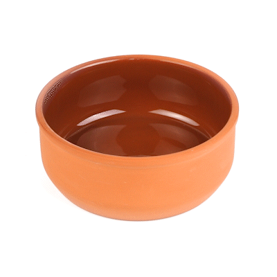 Terra Tek 27 oz Terracotta Cazuela Bowl - Brown Glazed Interior, Oven-Safe, Microwave-Safe - 6 1/4'' x 6 1/4'' x 2 1/2'' - 10 count box