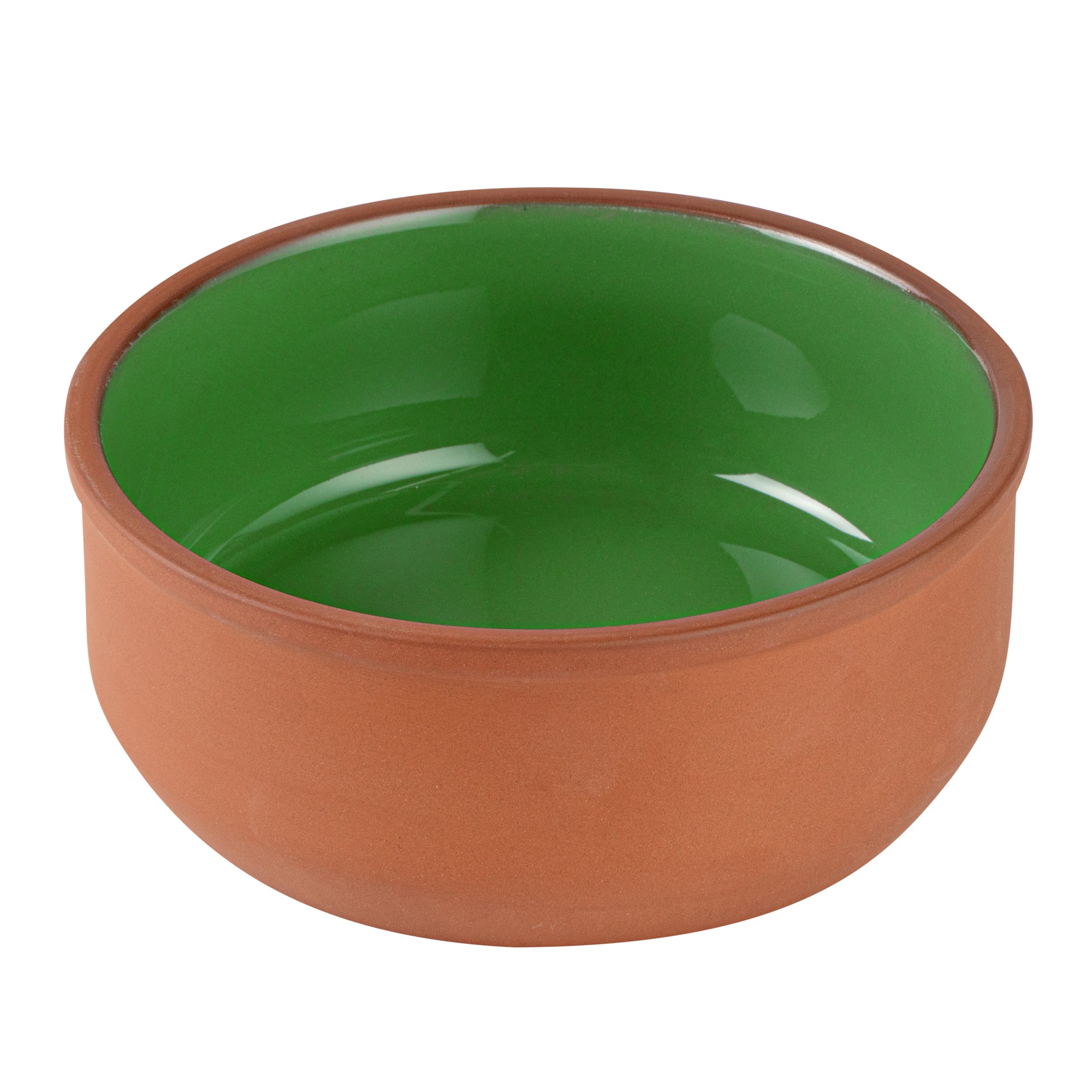 Terra Tek 27 oz Terracotta Cazuela Bowl - Green Glazed Interior, Oven-Safe, Microwave-Safe - 6 1/4'' x 6 1/4'' x 2 1/2'' - 2 count box