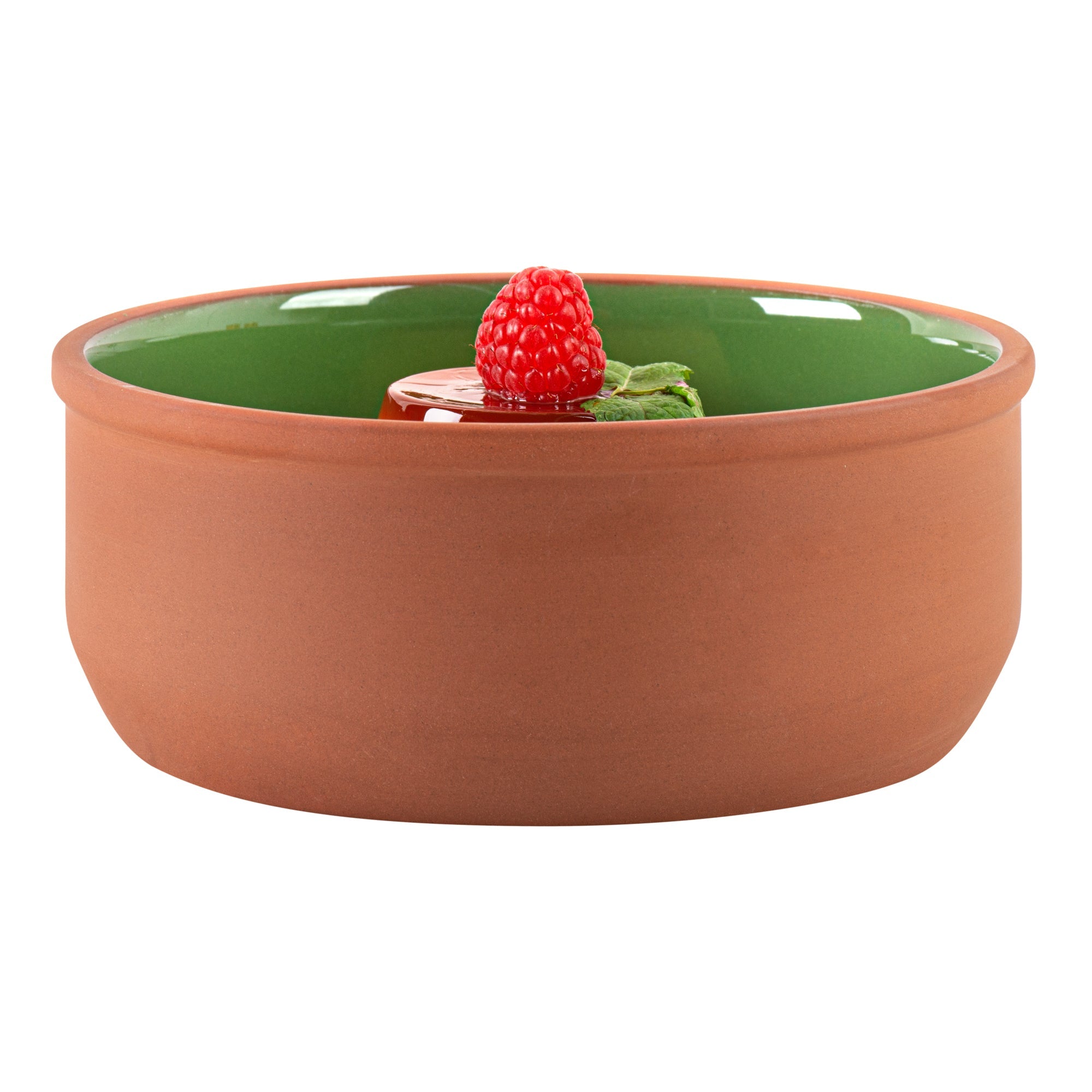 Terra Tek 27 oz Terracotta Cazuela Bowl - Green Glazed Interior, Oven-Safe, Microwave-Safe - 6 1/4'' x 6 1/4'' x 2 1/2'' - 2 count box