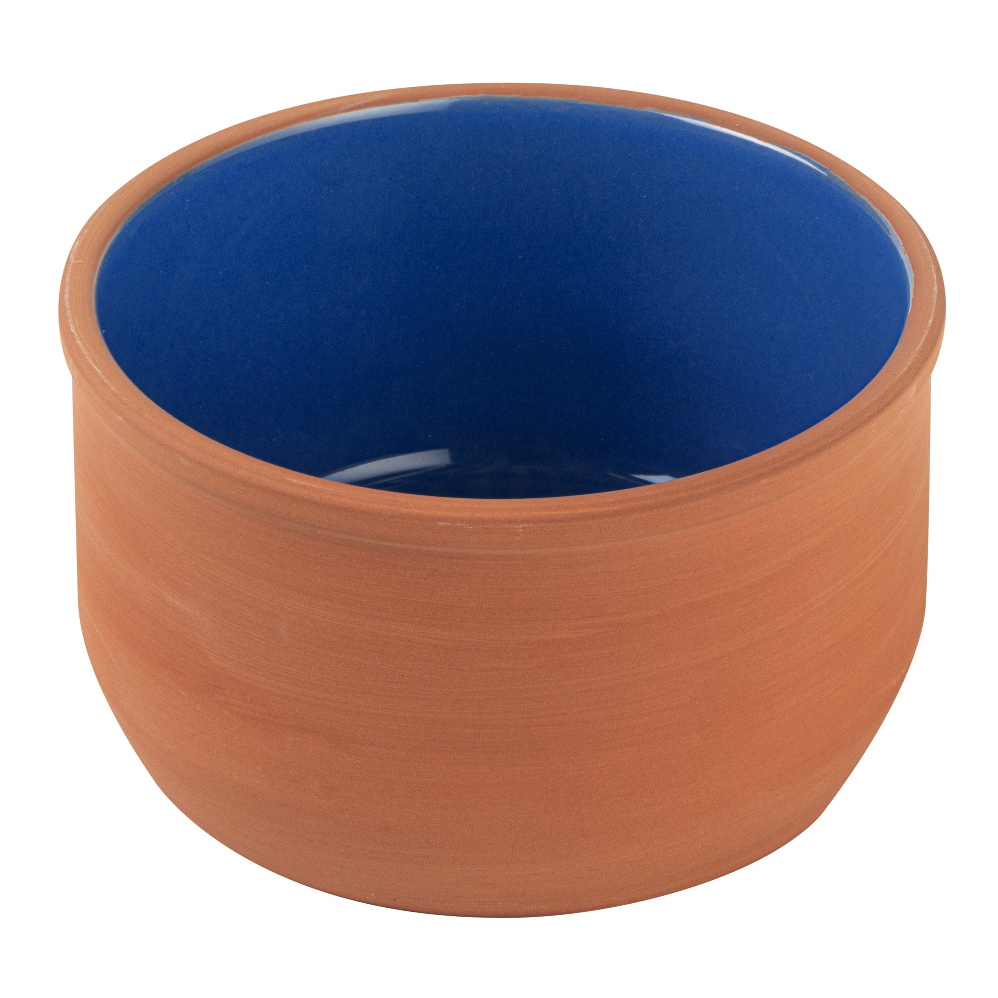 Terra Tek 34 oz Terracotta Cazuela Bowl - Blue Glazed Interior, Oven-Safe, Microwave-Safe - 6 1/4" x 6 1/4" x 3 1/2" - 2 count box