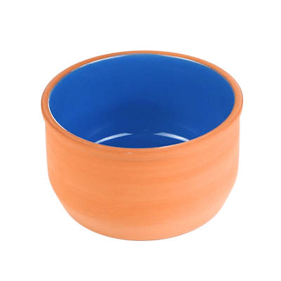 Terra Tek 34 oz Terracotta Cazuela Bowl - Blue Glazed Interior, Oven-Safe, Microwave-Safe - 6 1/4" x 6 1/4" x 3 1/2" - 2 count box