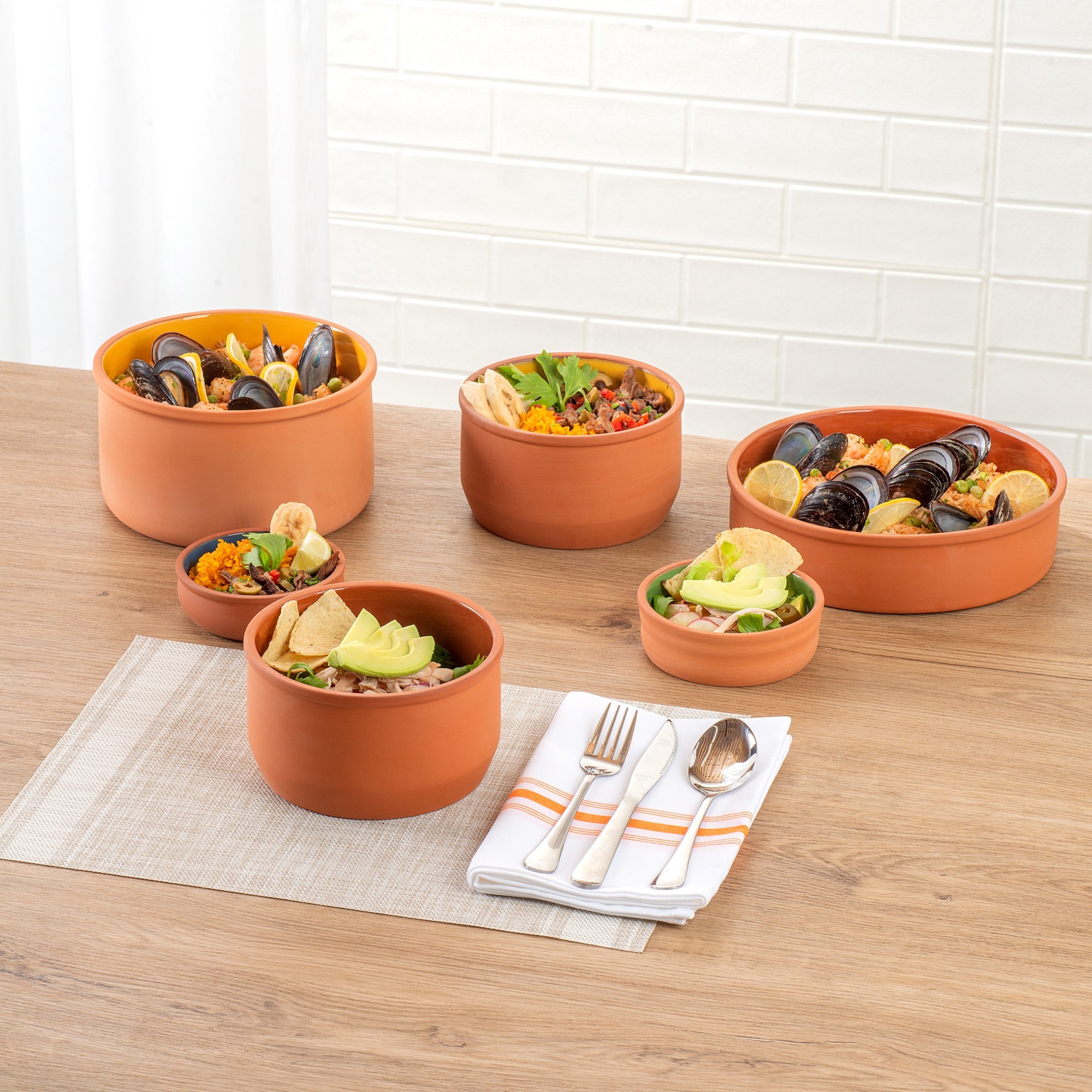 Terra Tek 34 oz Terracotta Cazuela Bowl - Brown Glazed Interior, Oven-Safe, Microwave-Safe - 6 1/4" x 6 1/4" x 3 1/2" - 2 count box