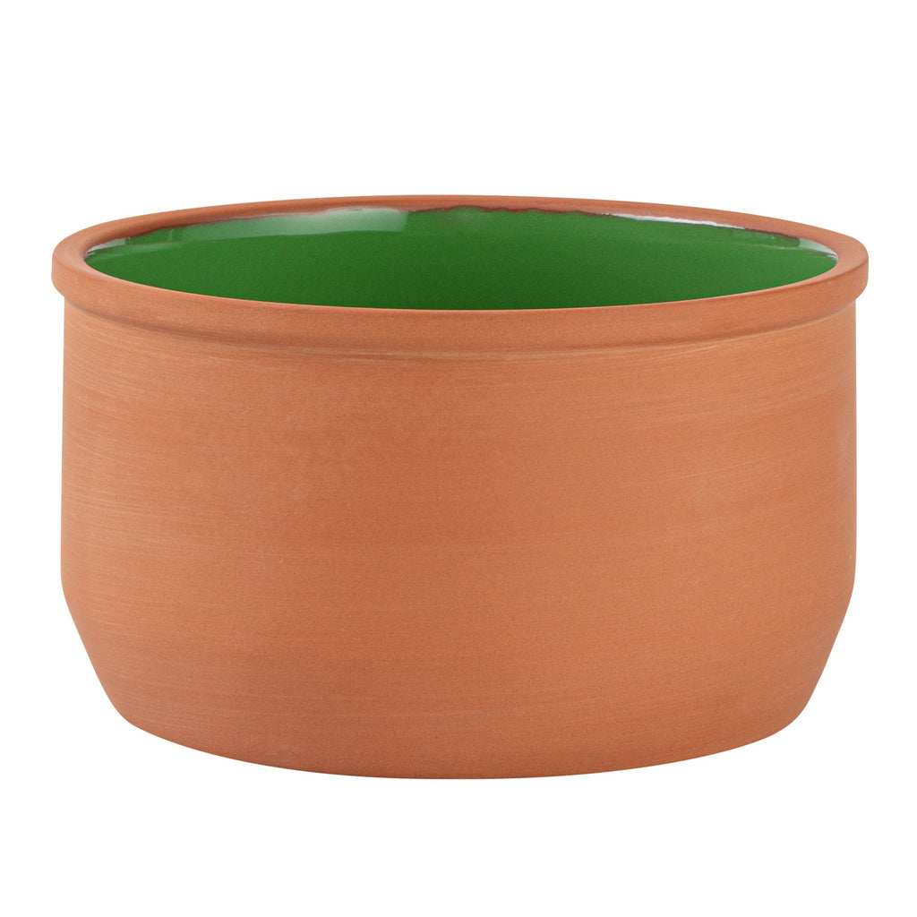 Terra Tek 34 oz Terracotta Cazuela Bowl - Green Glazed Interior, Oven-Safe, Microwave-Safe - 6 1/4" x 6 1/4" x 3 1/2" - 2 count box