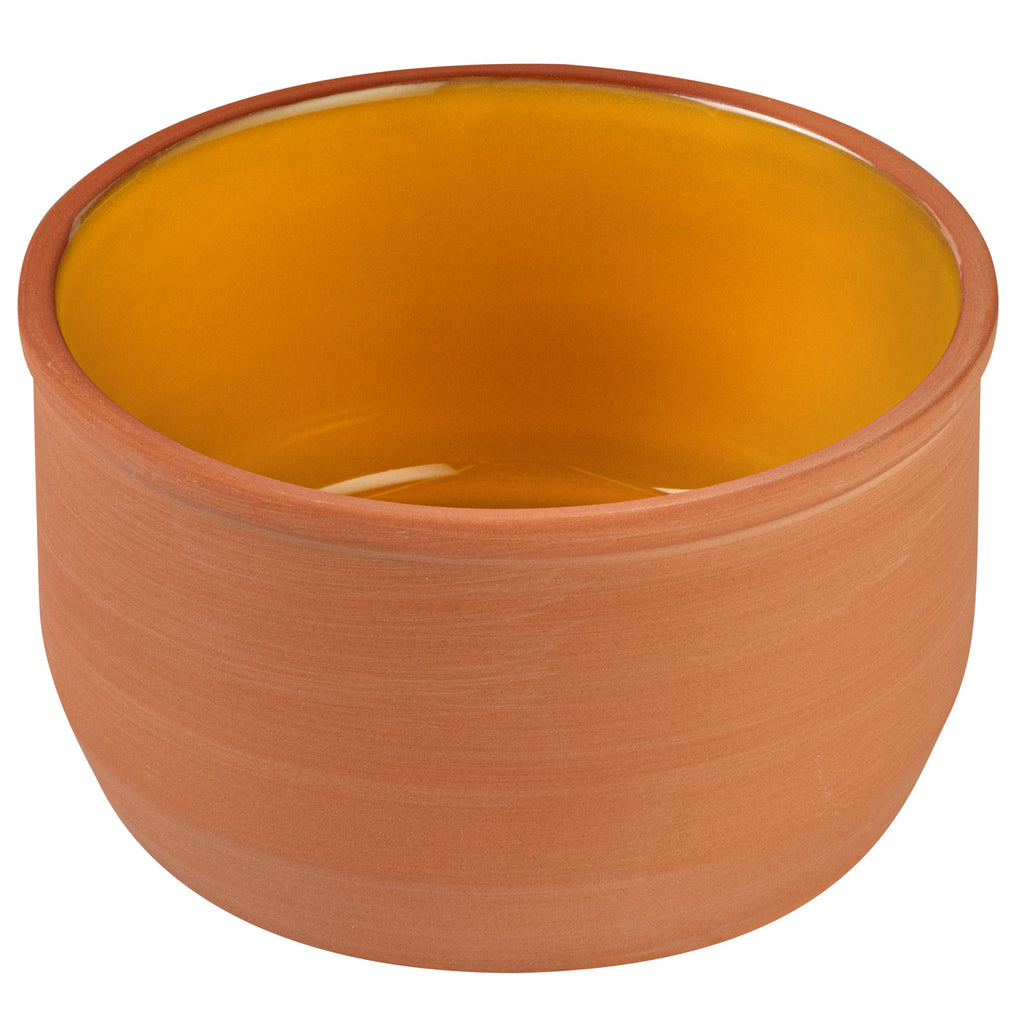Terra Tek 34 oz Terracotta Cazuela Bowl - Yellow Glazed Interior, Oven-Safe, Microwave-Safe - 6 1/4" x 6 1/4" x 3 1/2" - 2 count box