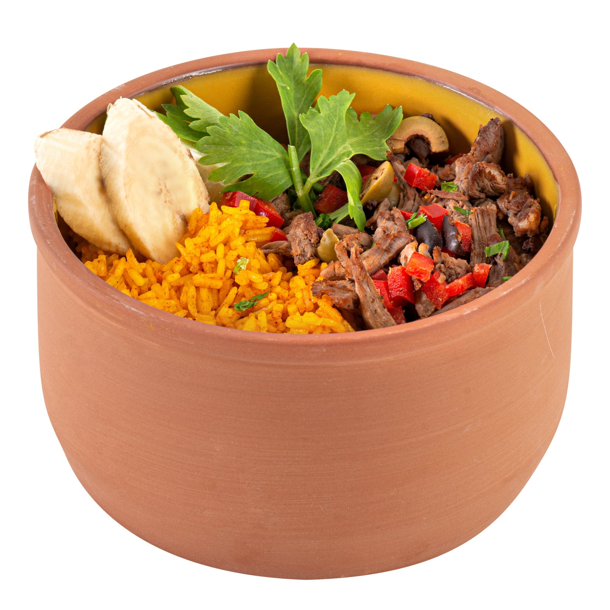 Terra Tek 34 oz Terracotta Cazuela Bowl - Yellow Glazed Interior, Oven-Safe, Microwave-Safe - 6 1/4" x 6 1/4" x 3 1/2" - 10 count box