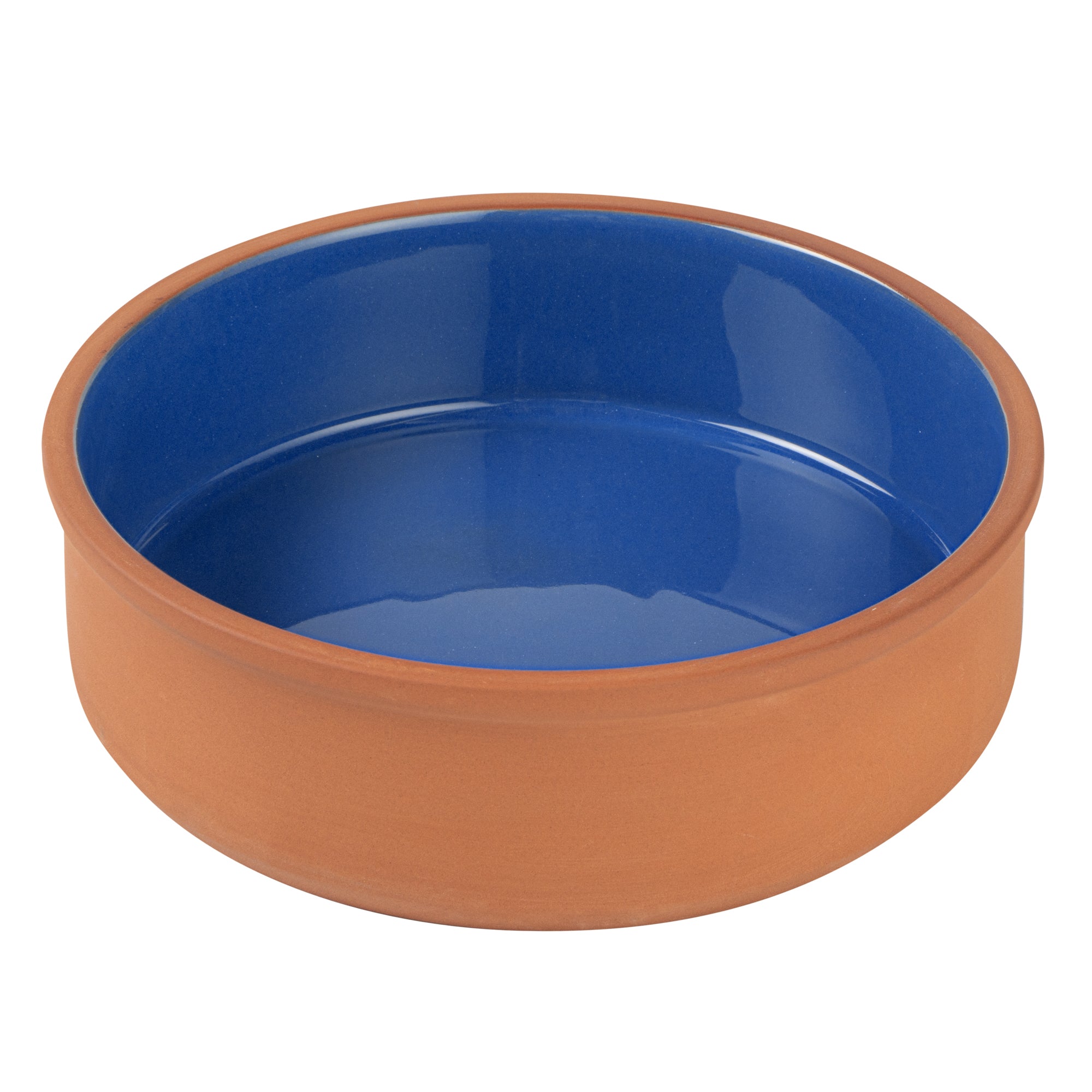 Terra Tek 34 oz Terracotta Cazuela Bowl - Blue Glazed Interior, Oven-Safe, Microwave-Safe - 7 1/2'' x 7 1/2'' x 2 1/4'' - 2 count box