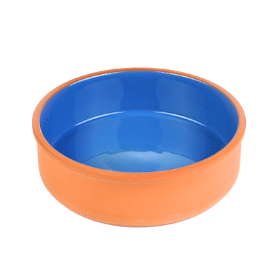 Terra Tek 34 oz Terracotta Cazuela Bowl - Blue Glazed Interior, Oven-Safe, Microwave-Safe - 7 1/2'' x 7 1/2'' x 2 1/4'' - 2 count box