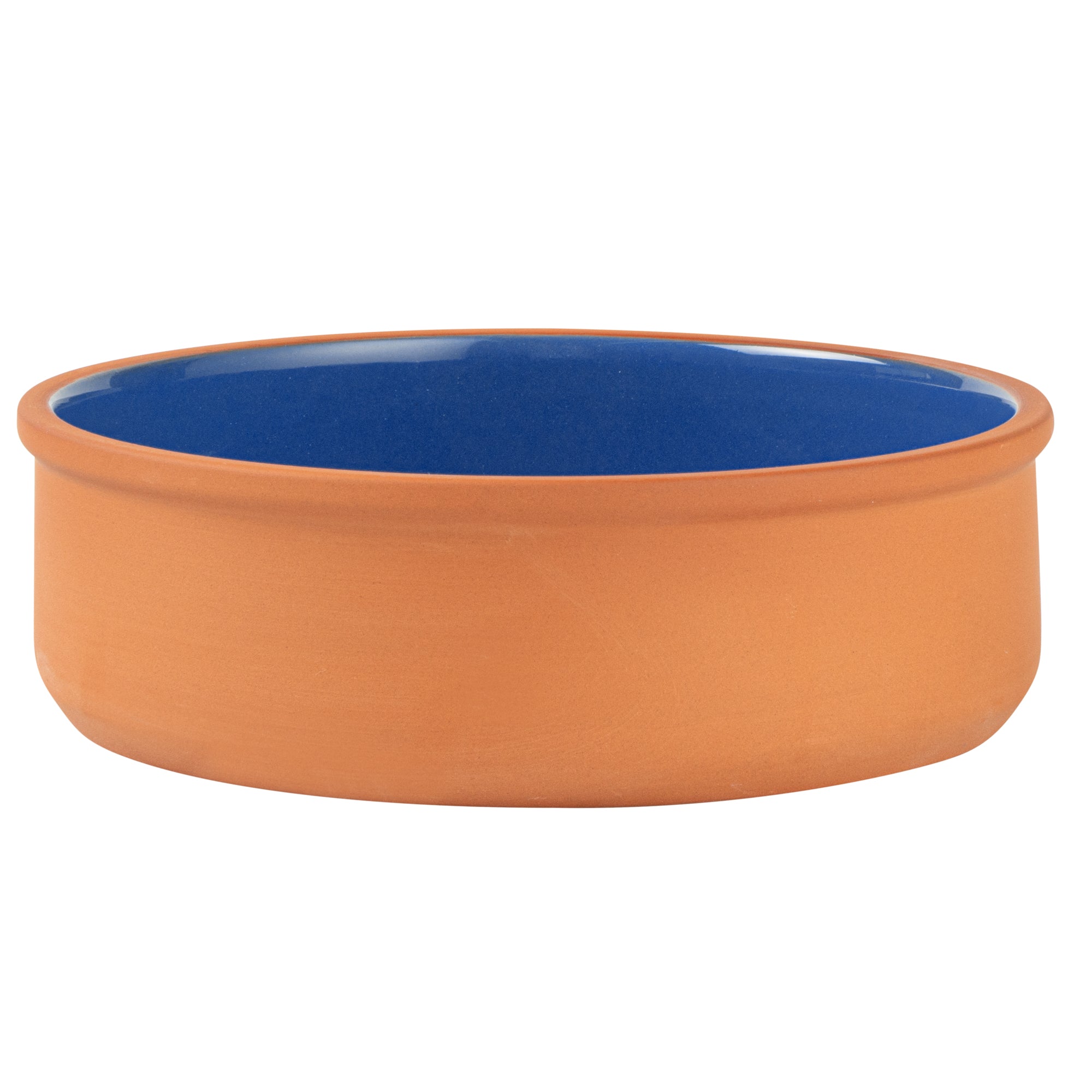 Terra Tek 34 oz Terracotta Cazuela Bowl - Blue Glazed Interior, Oven-Safe, Microwave-Safe - 7 1/2'' x 7 1/2'' x 2 1/4'' - 2 count box