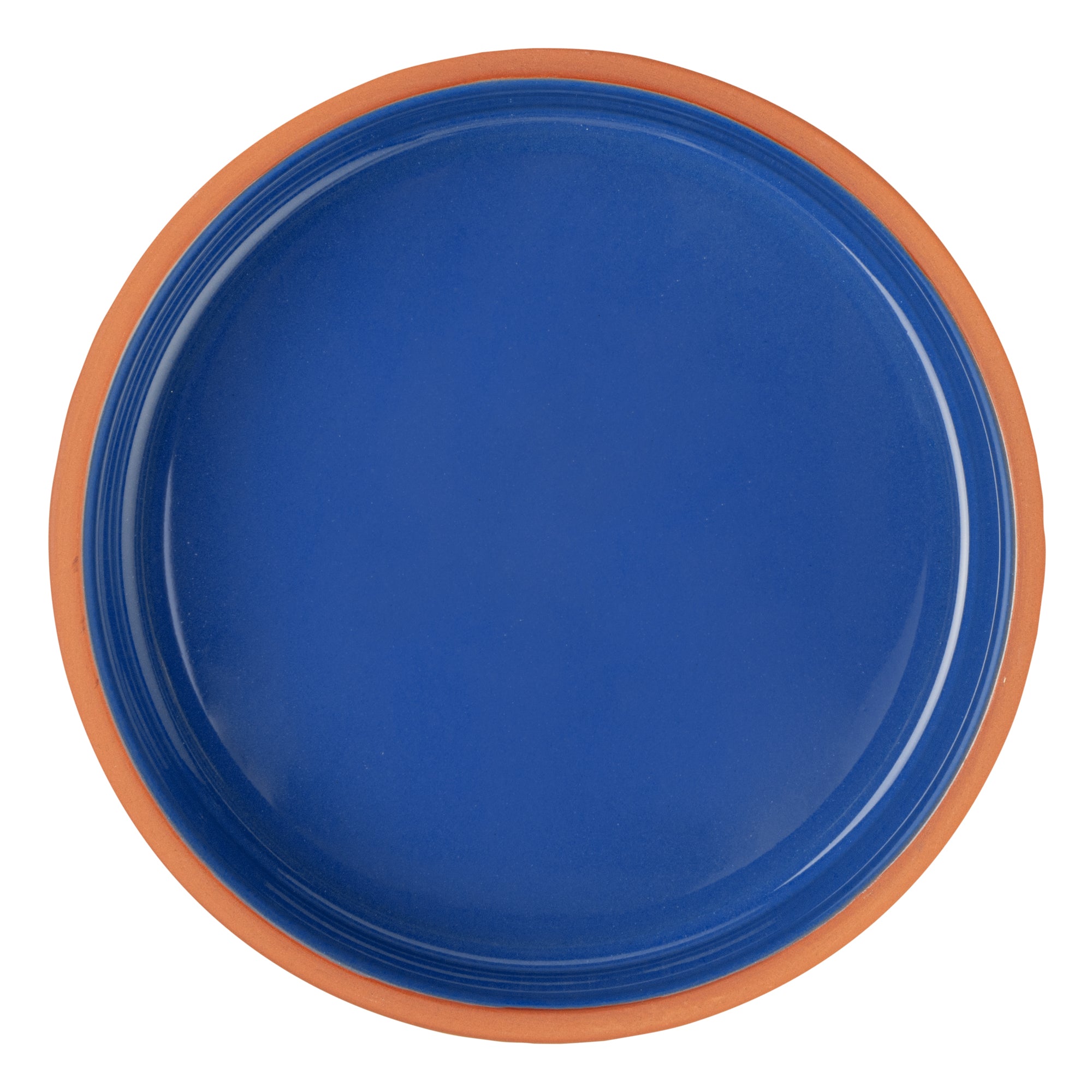 Terra Tek 34 oz Terracotta Cazuela Bowl - Blue Glazed Interior, Oven-Safe, Microwave-Safe - 7 1/2'' x 7 1/2'' x 2 1/4'' - 2 count box
