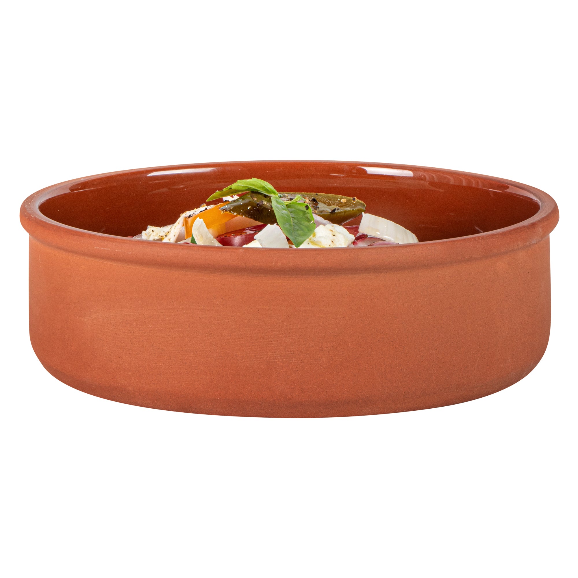 Terra Tek 34 oz Terracotta Cazuela Bowl - Brown Glazed Interior, Oven-Safe, Microwave-Safe - 7 1/2'' x 7 1/2'' x 2 1/4'' - 2 count box