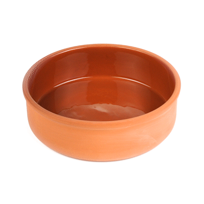 Terra Tek 34 oz Terracotta Cazuela Bowl - Brown Glazed Interior, Oven-Safe, Microwave-Safe - 7 1/2'' x 7 1/2'' x 2 1/4'' - 2 count box
