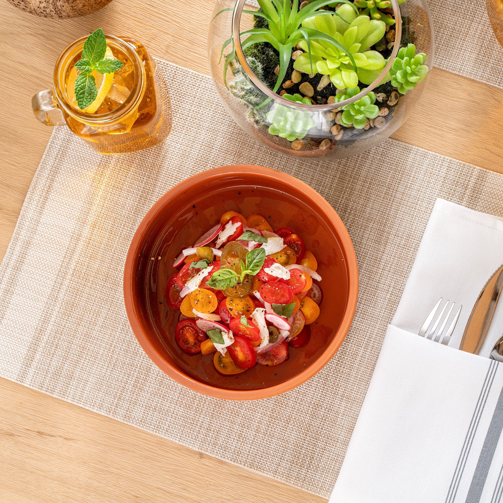 Terra Tek 34 oz Terracotta Cazuela Bowl - Brown Glazed Interior, Oven-Safe, Microwave-Safe - 7 1/2'' x 7 1/2'' x 2 1/4'' - 2 count box