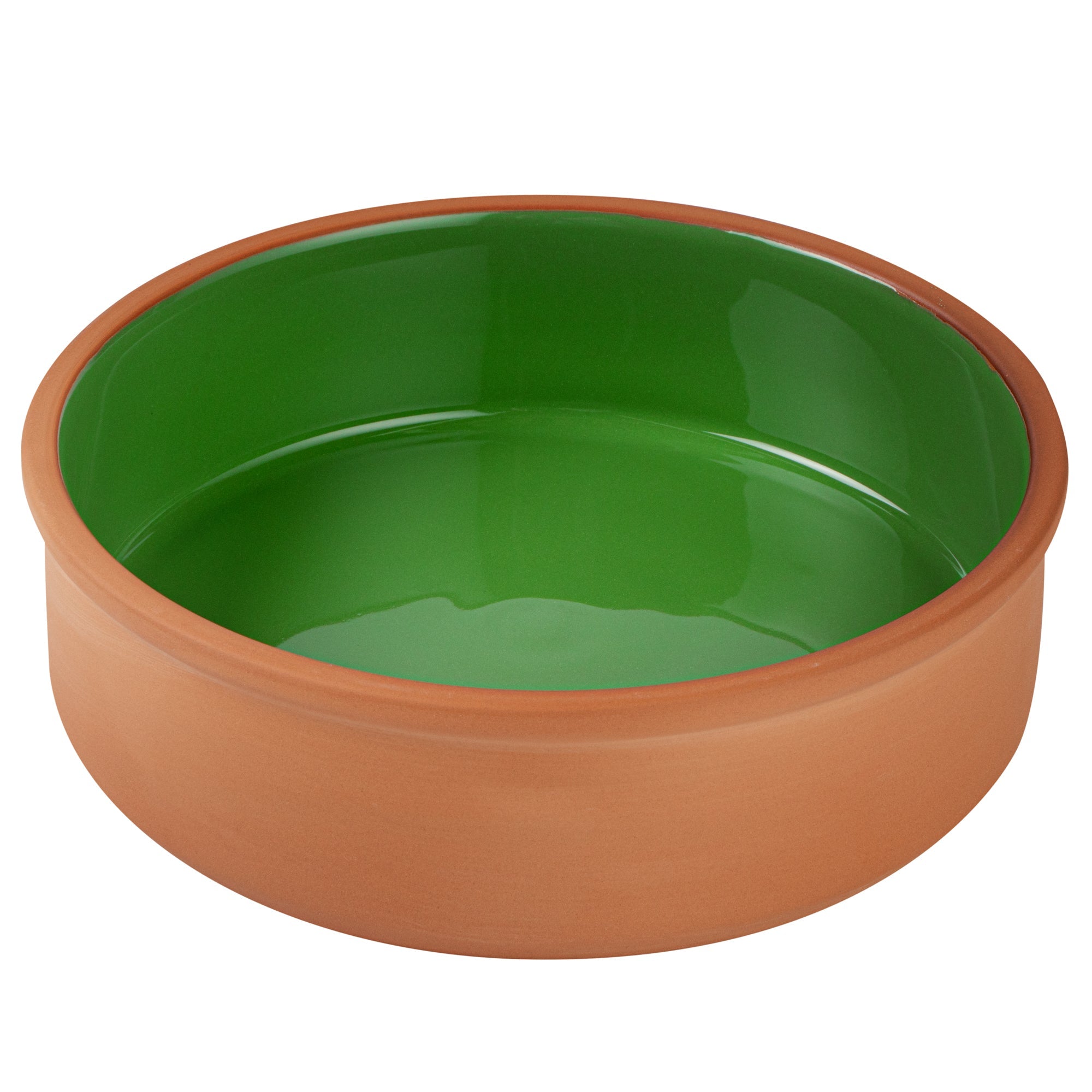 Terra Tek 34 oz Terracotta Cazuela Bowl - Green Glazed Interior, Oven-Safe, Microwave-Safe - 7 1/2'' x 7 1/2'' x 2 1/4'' - 2 count box