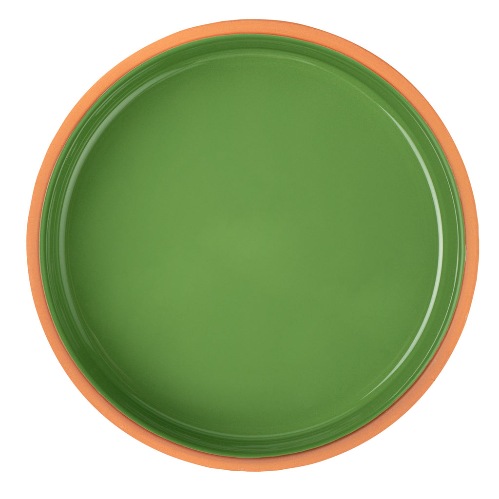 Terra Tek 34 oz Terracotta Cazuela Bowl - Green Glazed Interior, Oven-Safe, Microwave-Safe - 7 1/2'' x 7 1/2'' x 2 1/4'' - 2 count box