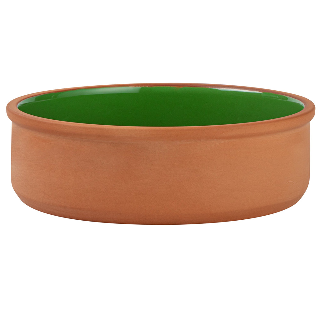 Terra Tek 34 oz Terracotta Cazuela Bowl - Green Glazed Interior, Oven-Safe, Microwave-Safe - 7 1/2'' x 7 1/2'' x 2 1/4'' - 10 count box