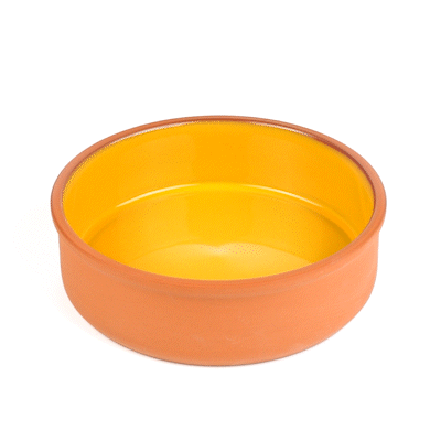 Terra Tek 34 oz Terracotta Cazuela Bowl - Yellow Glazed Interior, Oven-Safe, Microwave-Safe - 7 1/2'' x 7 1/2'' x 2 1/4'' - 2 count box