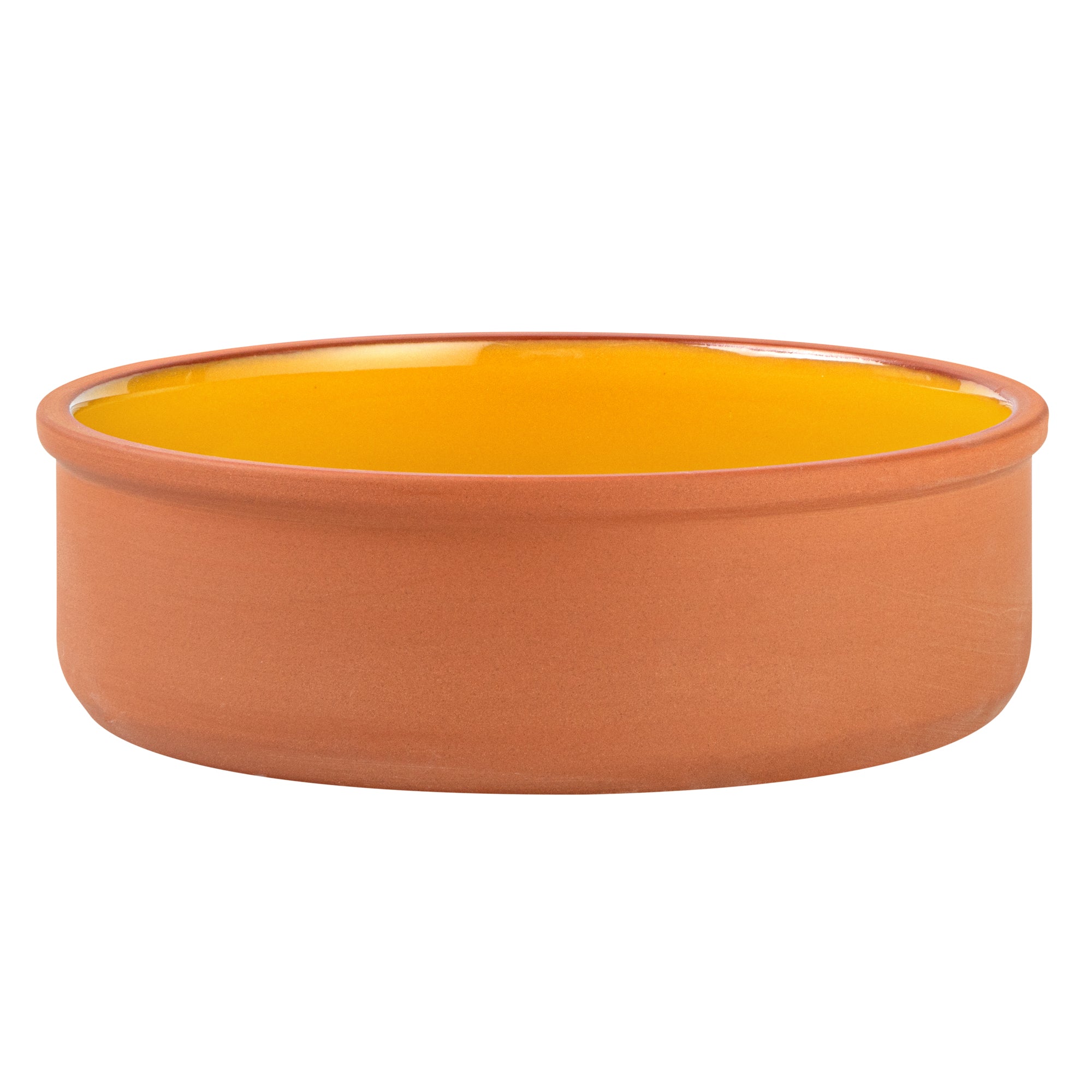 Terra Tek 34 oz Terracotta Cazuela Bowl - Yellow Glazed Interior, Oven-Safe, Microwave-Safe - 7 1/2'' x 7 1/2'' x 2 1/4'' - 10 count box