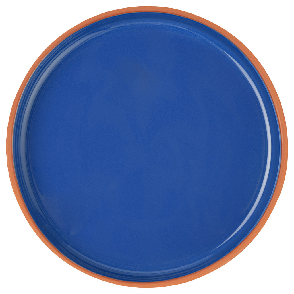 Terra Tek 34 oz Terracotta Cazuela Bowl - Blue Glazed Interior, Oven-Safe, Microwave-Safe - 9 1/4'' x 9 1/4'' x 1 1/2'' - 10 count box