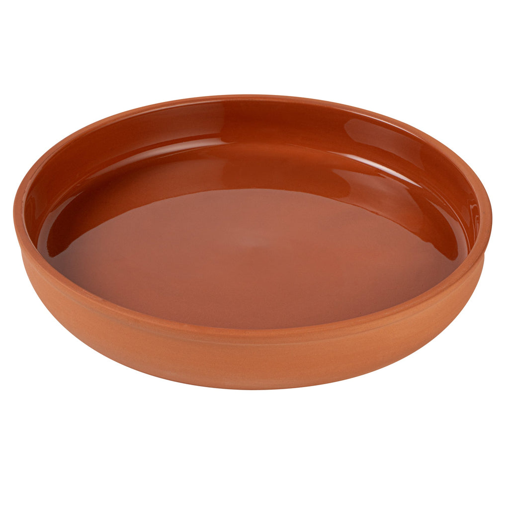 Terra Tek 34 oz Terracotta Cazuela Bowl - Brown Glazed Interior, Oven-Safe, Microwave-Safe - 9 1/4'' x 9 1/4'' x 1 1/2'' - 2 count box