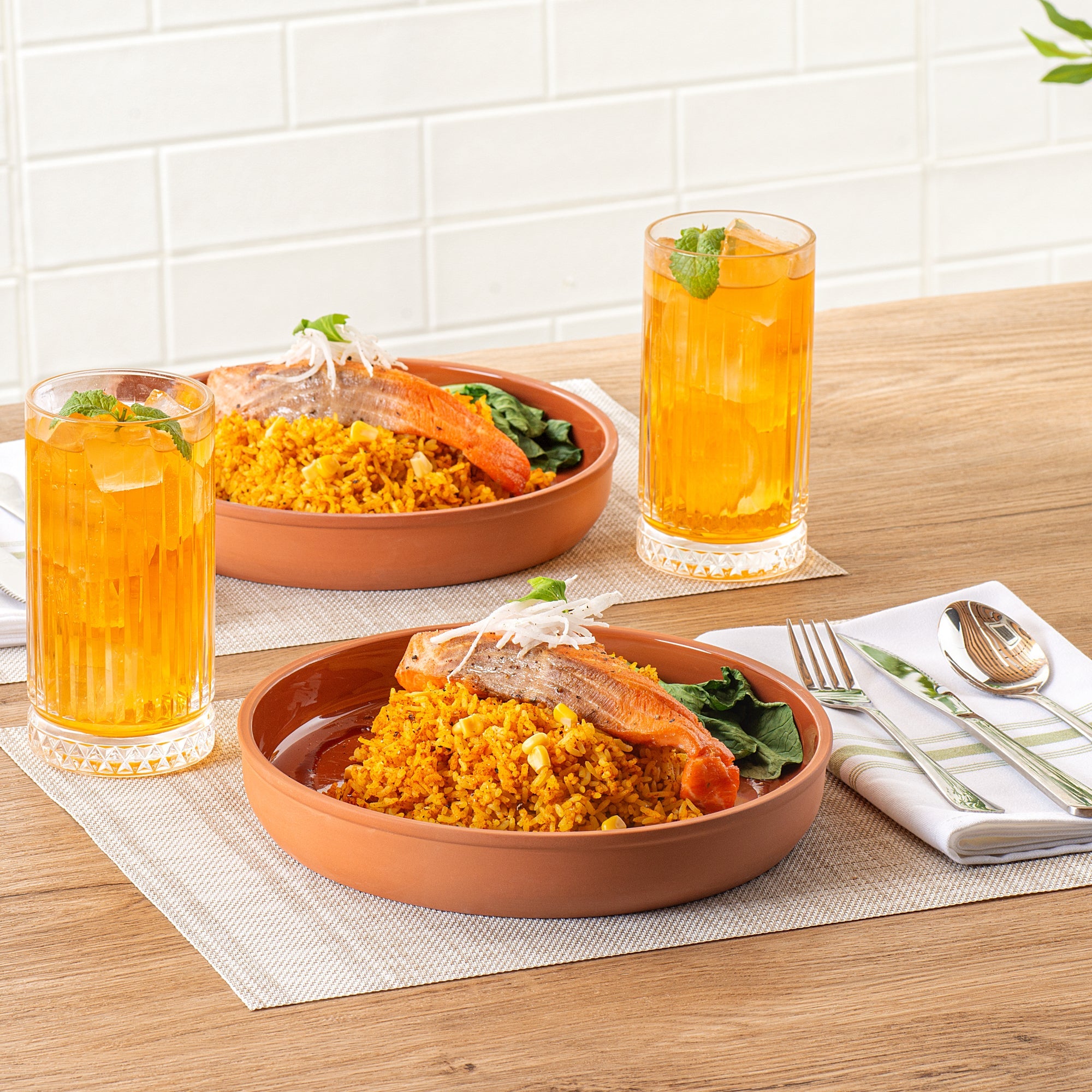 Terra Tek 34 oz Terracotta Cazuela Bowl - Brown Glazed Interior, Oven-Safe, Microwave-Safe - 9 1/4'' x 9 1/4'' x 1 1/2'' - 2 count box