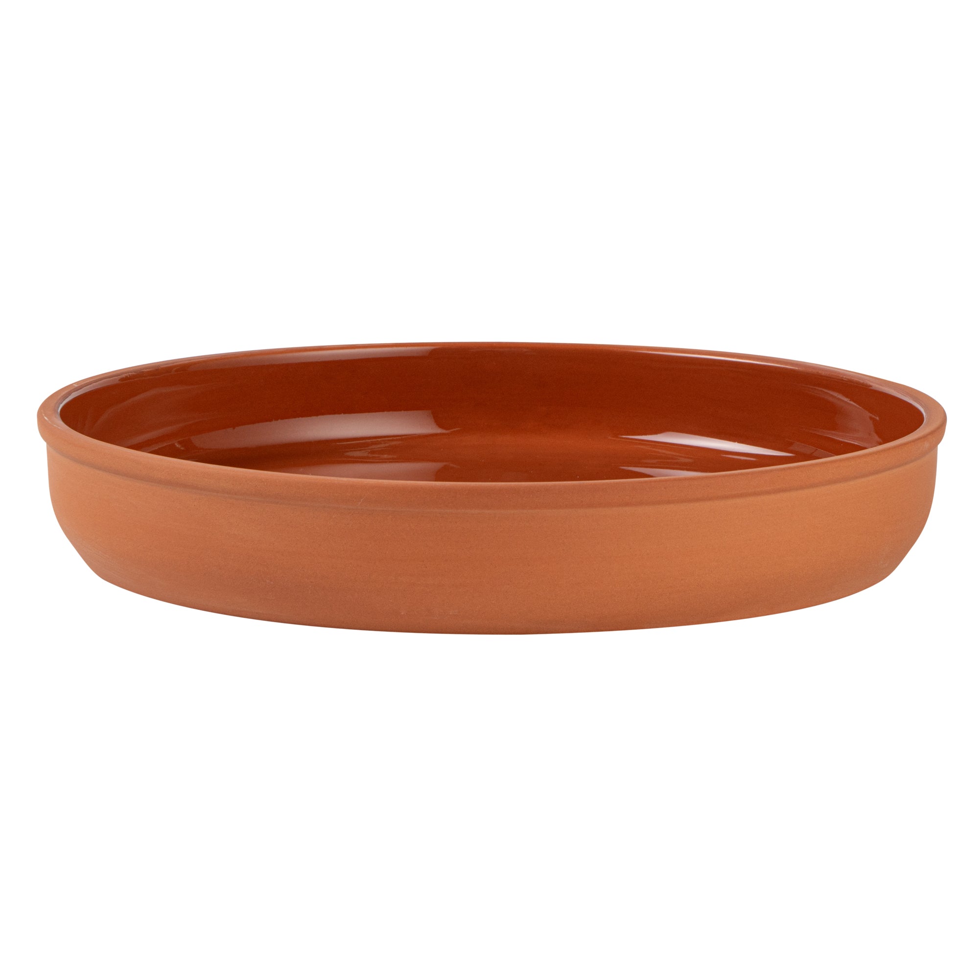 Terra Tek 34 oz Terracotta Cazuela Bowl - Brown Glazed Interior, Oven-Safe, Microwave-Safe - 9 1/4'' x 9 1/4'' x 1 1/2'' - 2 count box