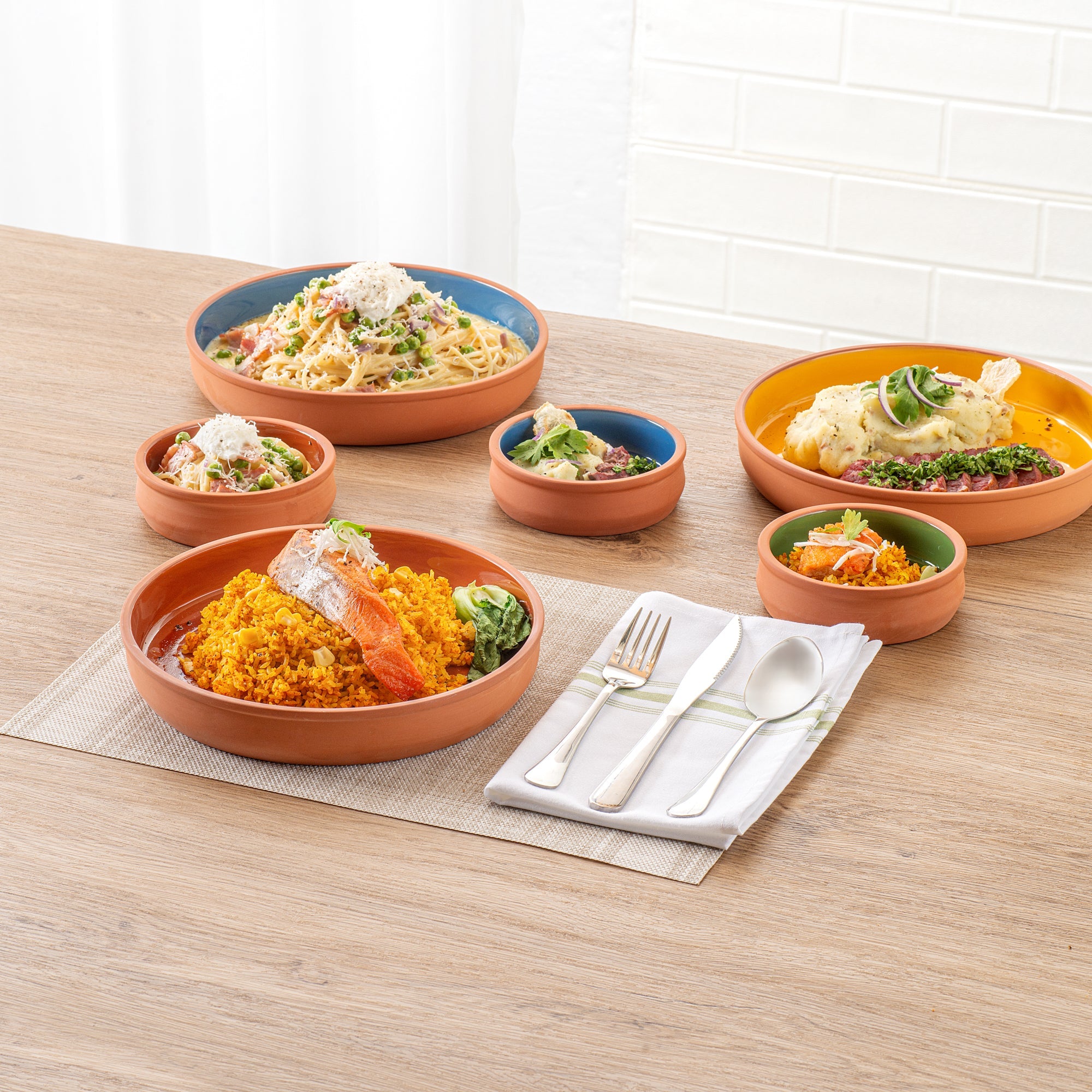 Terra Tek 34 oz Terracotta Cazuela Bowl - Brown Glazed Interior, Oven-Safe, Microwave-Safe - 9 1/4'' x 9 1/4'' x 1 1/2'' - 2 count box
