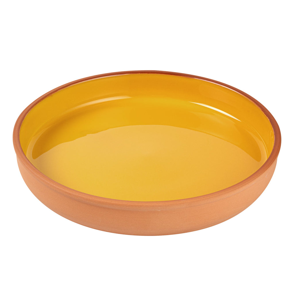 Terra Tek 34 oz Terracotta Cazuela Bowl - Yellow Glazed Interior, Oven-Safe, Microwave-Safe - 9 1/4'' x 9 1/4'' x 1 1/2'' - 2 count box