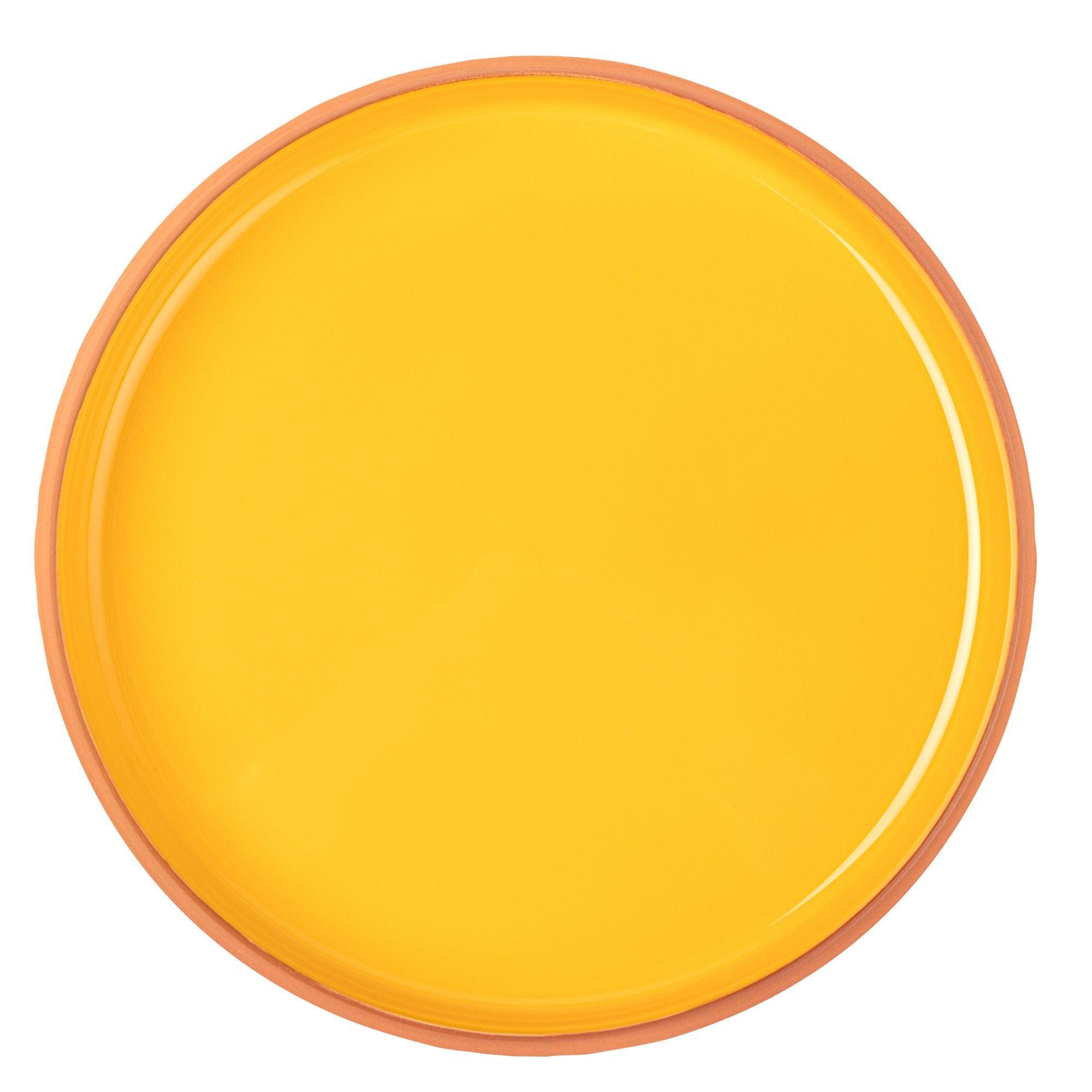 Terra Tek 34 oz Terracotta Cazuela Bowl - Yellow Glazed Interior, Oven-Safe, Microwave-Safe - 9 1/4'' x 9 1/4'' x 1 1/2'' - 10 count box