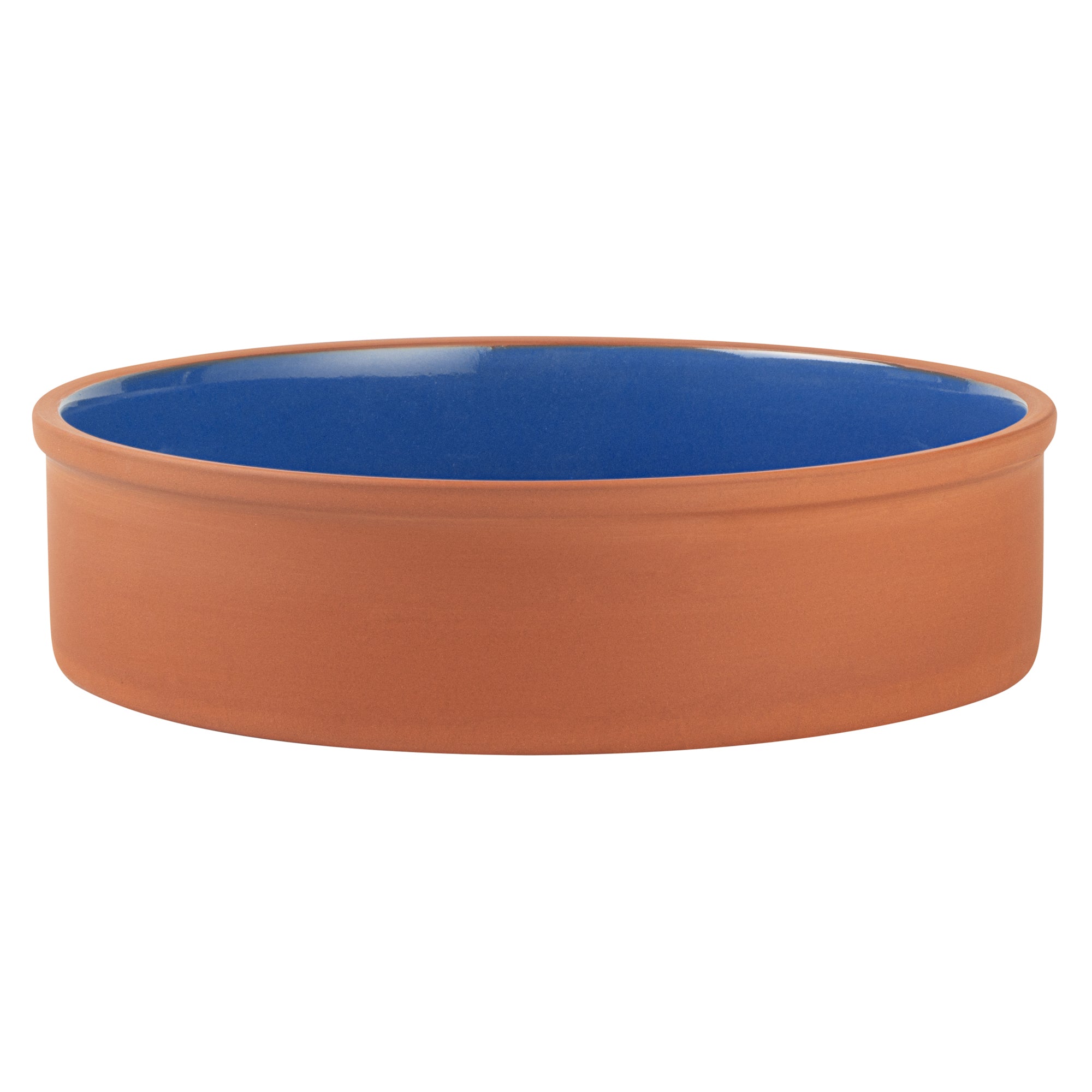Terra Tek 51 oz Terracotta Cazuela Bowl - Blue Glazed Interior, Oven-Safe, Microwave-Safe - 9'' x 9'' x 2 1/4'' - 10 count box