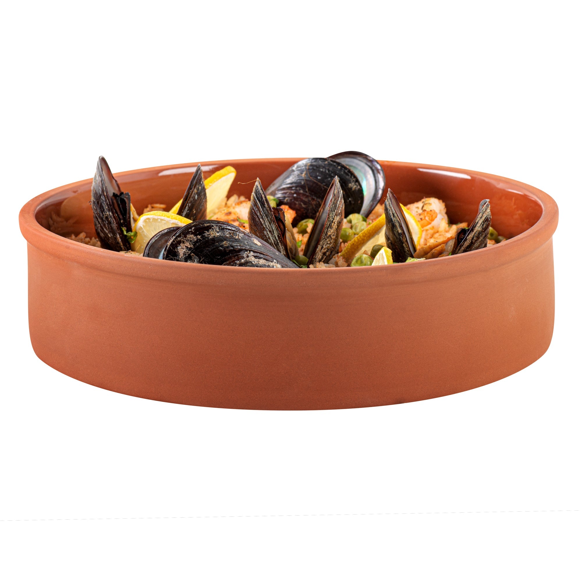 Terra Tek 51 oz Terracotta Cazuela Bowl - Brown Glazed Interior, Oven-Safe, Microwave-Safe - 9'' x 9'' x 2 1/4'' - 2 count box