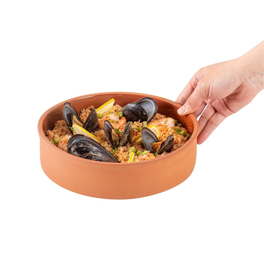 Terra Tek 51 oz Terracotta Cazuela Bowl - Brown Glazed Interior, Oven-Safe, Microwave-Safe - 9'' x 9'' x 2 1/4'' - 2 count box