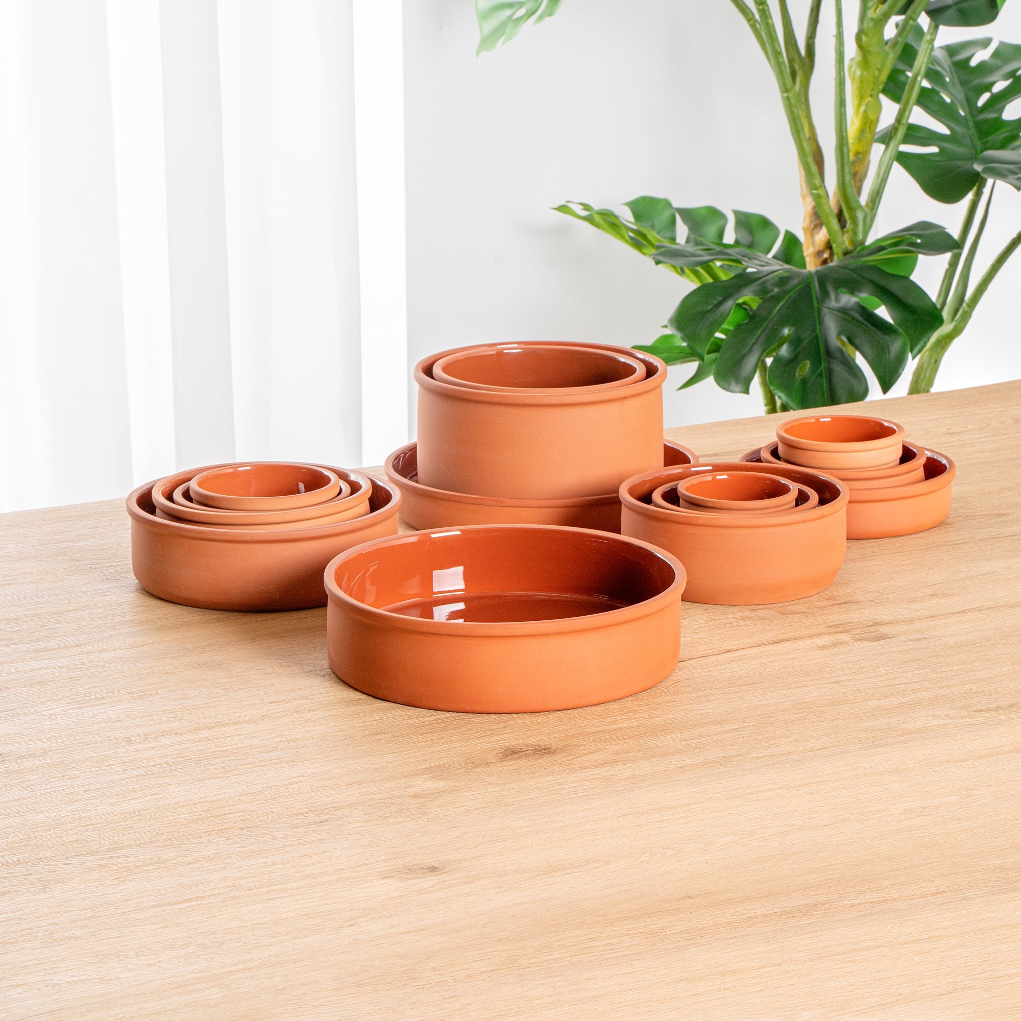 Terra Tek 51 oz Terracotta Cazuela Bowl - Brown Glazed Interior, Oven-Safe, Microwave-Safe - 9'' x 9'' x 2 1/4'' - 10 count box