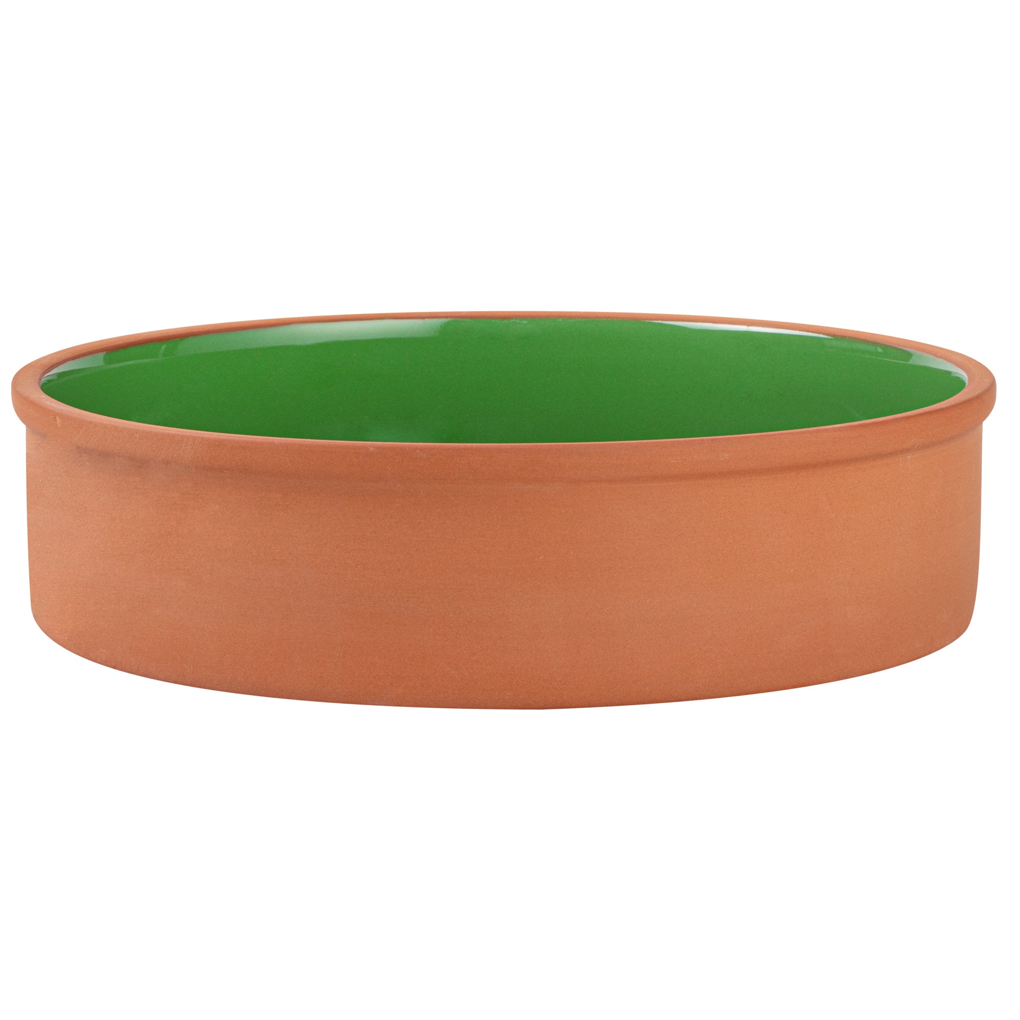Terra Tek 51 oz Terracotta Cazuela Bowl - Green Glazed Interior, Oven-Safe, Microwave-Safe - 9'' x 9'' x 2 1/4'' - 2 count box