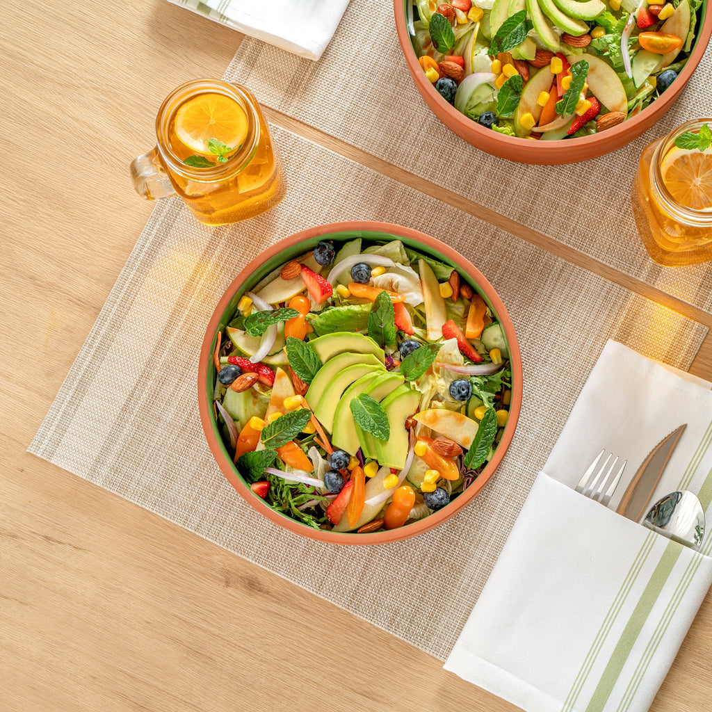 Terra Tek 51 oz Terracotta Cazuela Bowl - Green Glazed Interior, Oven-Safe, Microwave-Safe - 9'' x 9'' x 2 1/4'' - 2 count box