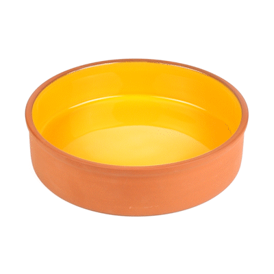 Terra Tek 51 oz Terracotta Cazuela Bowl - Yellow Glazed Interior, Oven-Safe, Microwave-Safe - 9'' x 9'' x 2 1/4'' - 10 count box