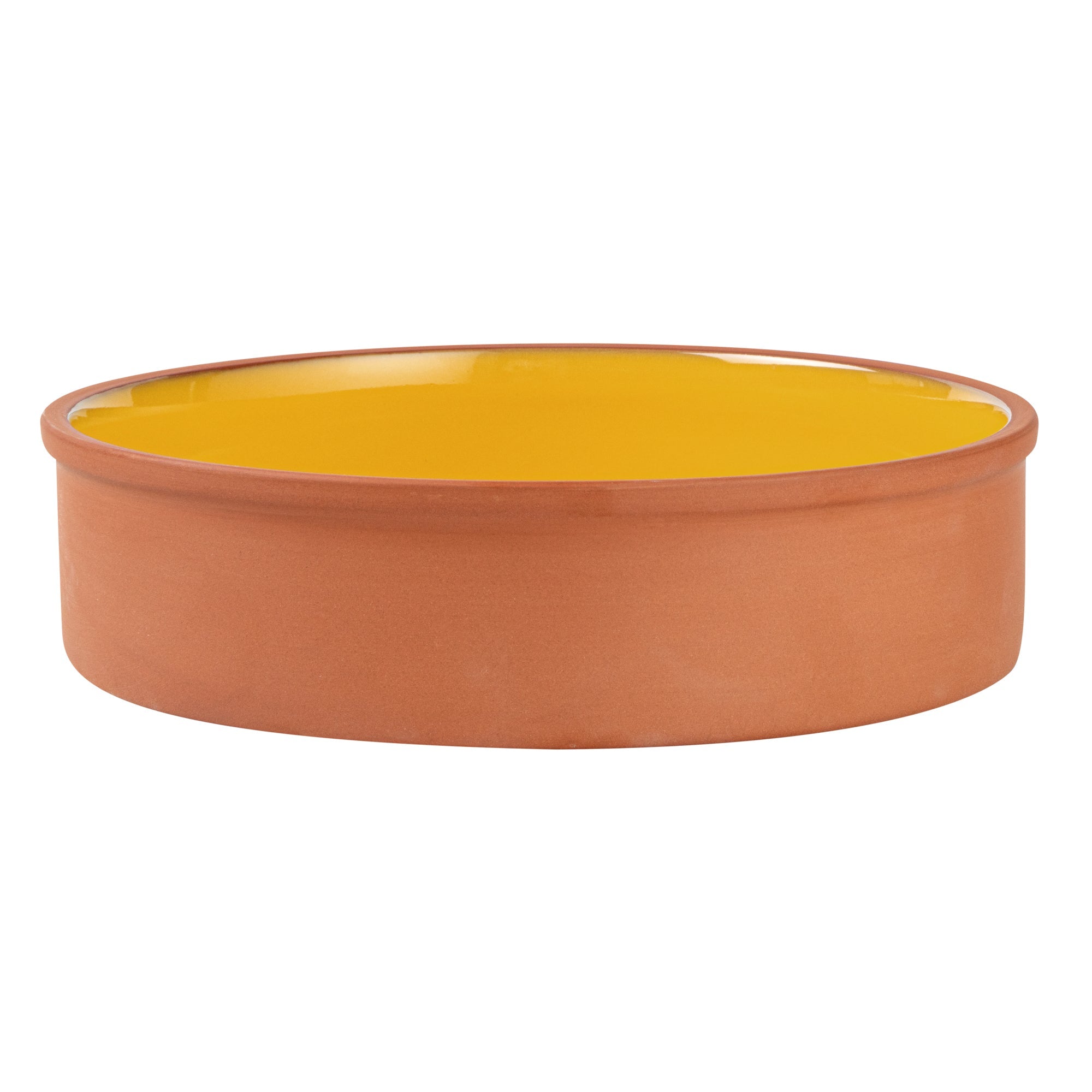 Terra Tek 51 oz Terracotta Cazuela Bowl - Yellow Glazed Interior, Oven-Safe, Microwave-Safe - 9'' x 9'' x 2 1/4'' - 10 count box