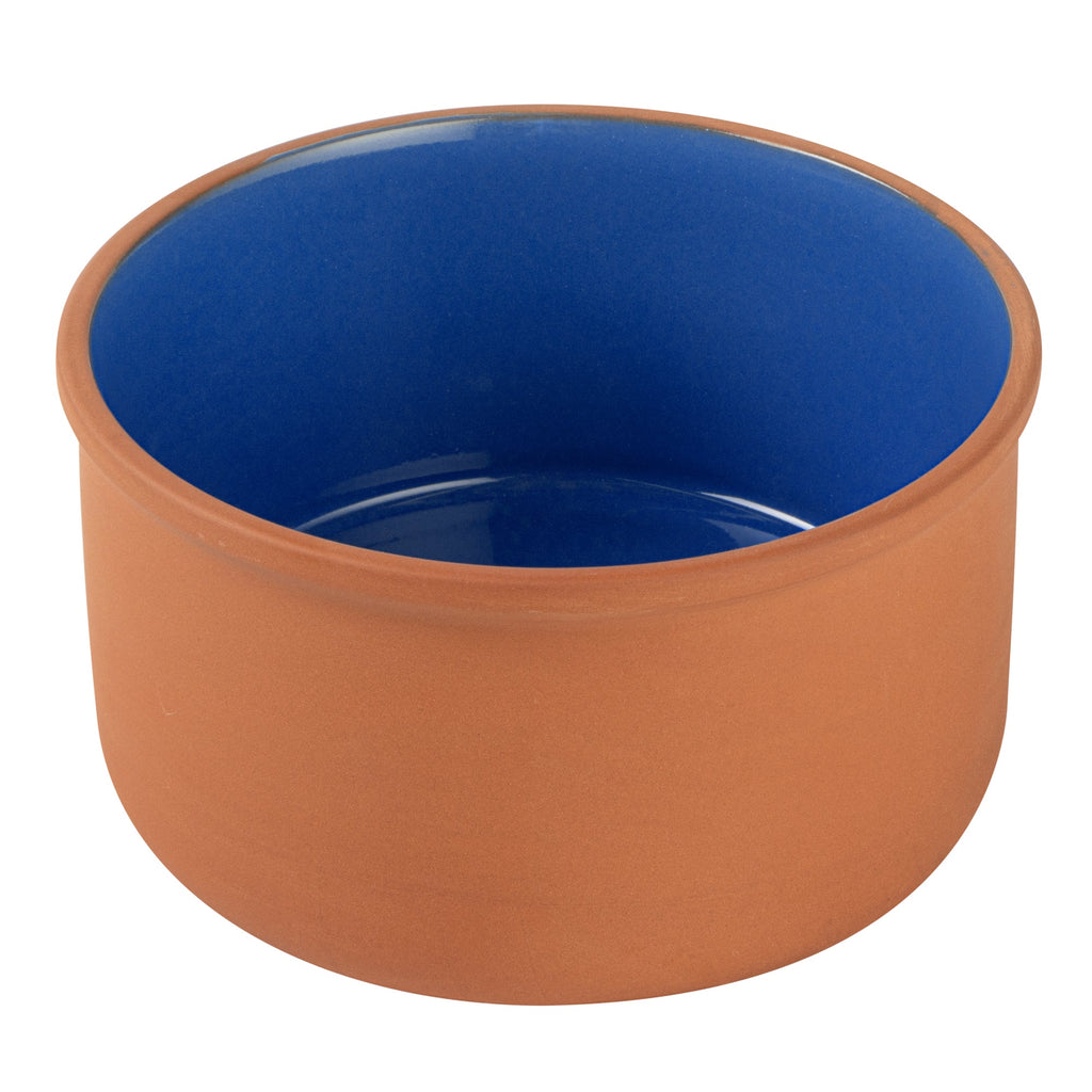 Terra Tek 68 oz Terracotta Cazuela Bowl - Blue Glazed Interior, Oven-Safe, Microwave-Safe - 7 1/2'' x 7 1/2'' x 4'' - 2 count box