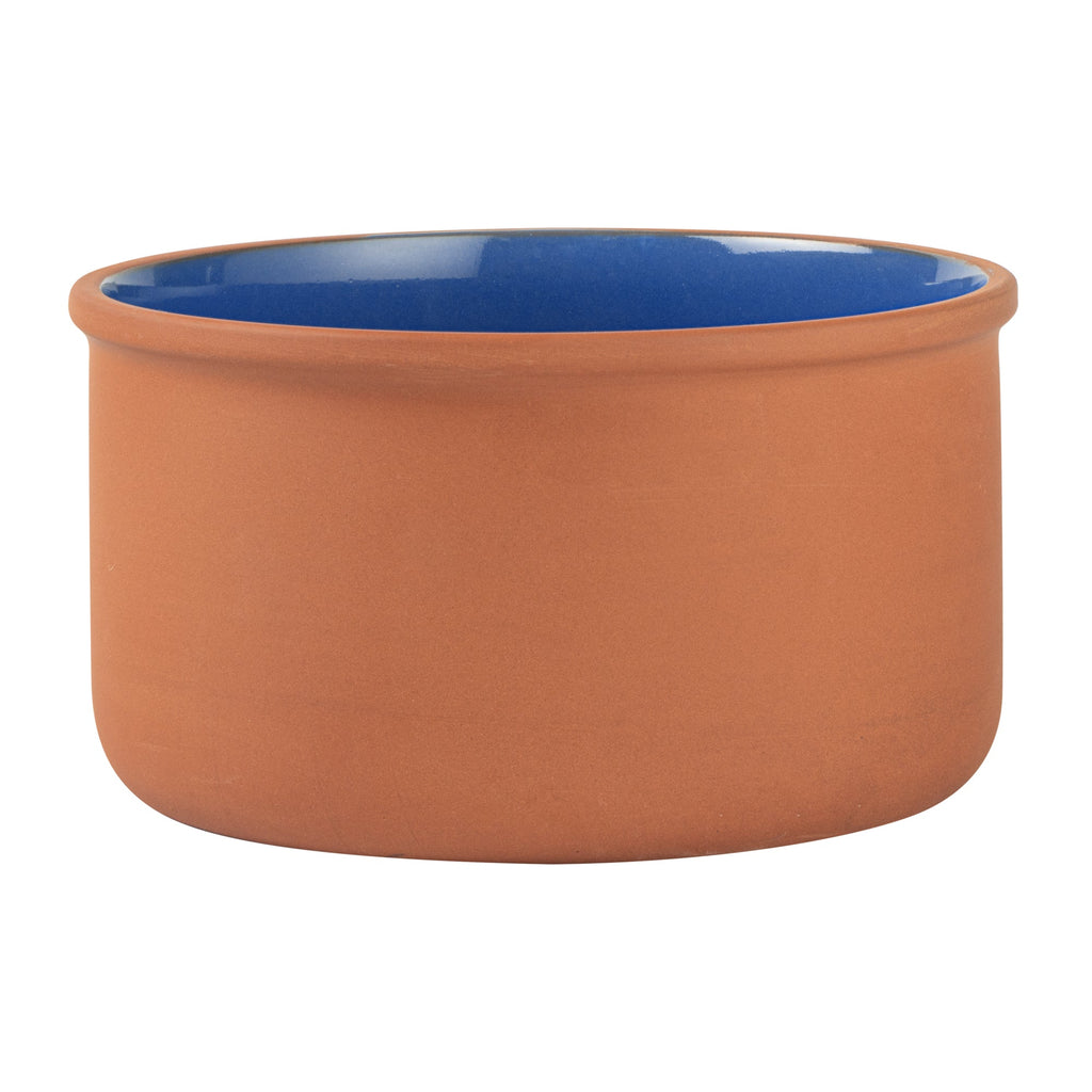 Terra Tek 68 oz Terracotta Cazuela Bowl - Blue Glazed Interior, Oven-Safe, Microwave-Safe - 7 1/2'' x 7 1/2'' x 4'' - 2 count box
