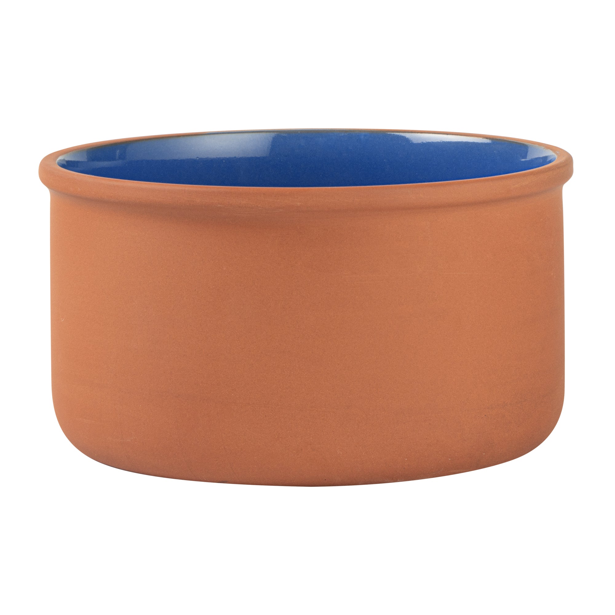 Terra Tek 68 oz Terracotta Cazuela Bowl - Blue Glazed Interior, Oven-Safe, Microwave-Safe - 7 1/2'' x 7 1/2'' x 4'' - 2 count box