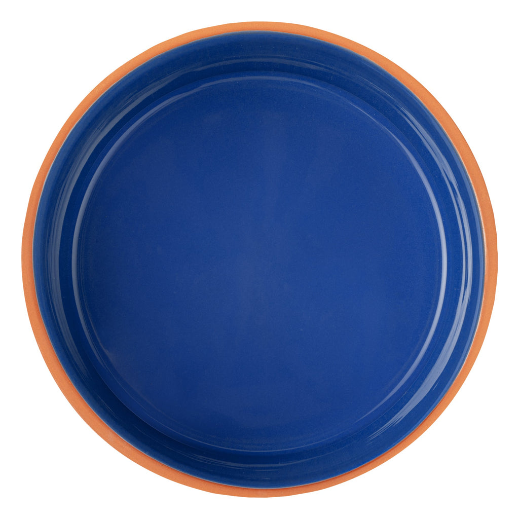 Terra Tek 68 oz Terracotta Cazuela Bowl - Blue Glazed Interior, Oven-Safe, Microwave-Safe - 7 1/2'' x 7 1/2'' x 4'' - 10 count box
