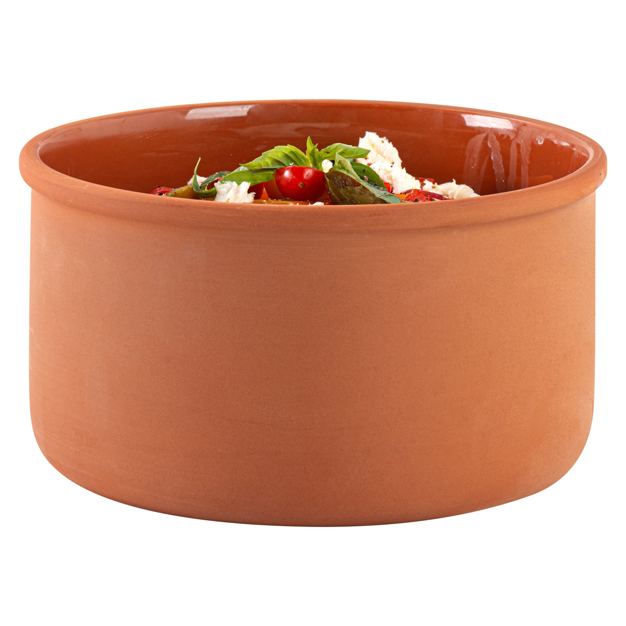 Terra Tek 68 oz Terracotta Cazuela Bowl - Brown Glazed Interior, Oven-Safe, Microwave-Safe - 7 1/2'' x 7 1/2'' x 4'' - 10 count box