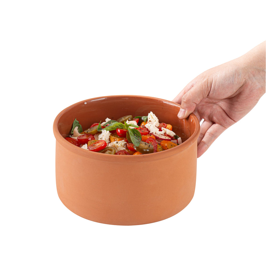 Terra Tek 68 oz Terracotta Cazuela Bowl - Brown Glazed Interior, Oven-Safe, Microwave-Safe - 7 1/2'' x 7 1/2'' x 4'' - 10 count box