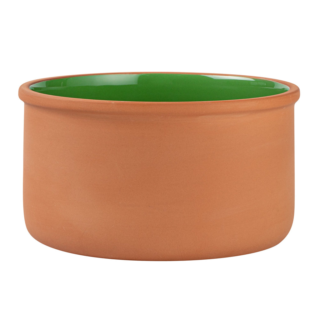Terra Tek 68 oz Terracotta Cazuela Bowl - Green Glazed Interior, Oven-Safe, Microwave-Safe - 7 1/2'' x 7 1/2'' x 4'' - 2 count box