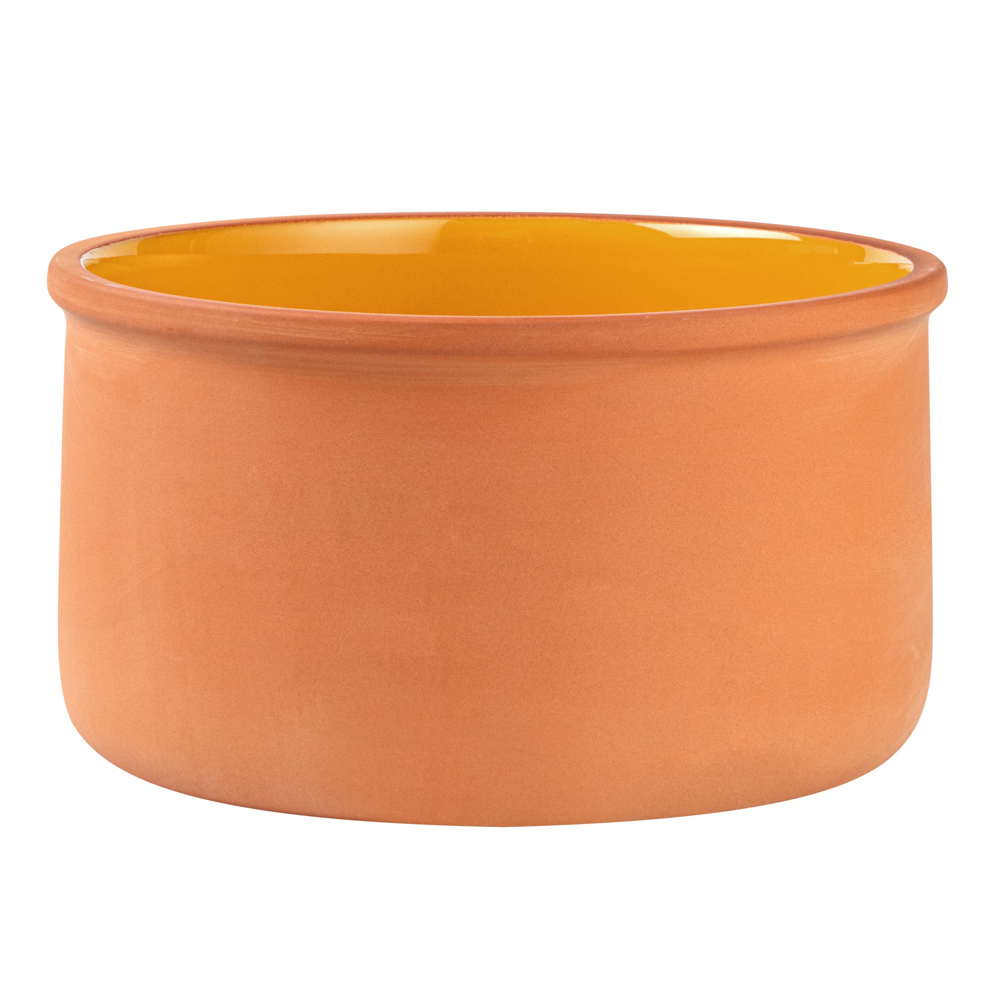 Terra Tek 68 oz Terracotta Cazuela Bowl - Yellow Glazed Interior, Oven-Safe, Microwave-Safe - 7 1/2'' x 7 1/2'' x 4'' - 2 count box