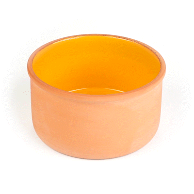 Terra Tek 68 oz Terracotta Cazuela Bowl - Yellow Glazed Interior, Oven-Safe, Microwave-Safe - 7 1/2'' x 7 1/2'' x 4'' - 10 count box