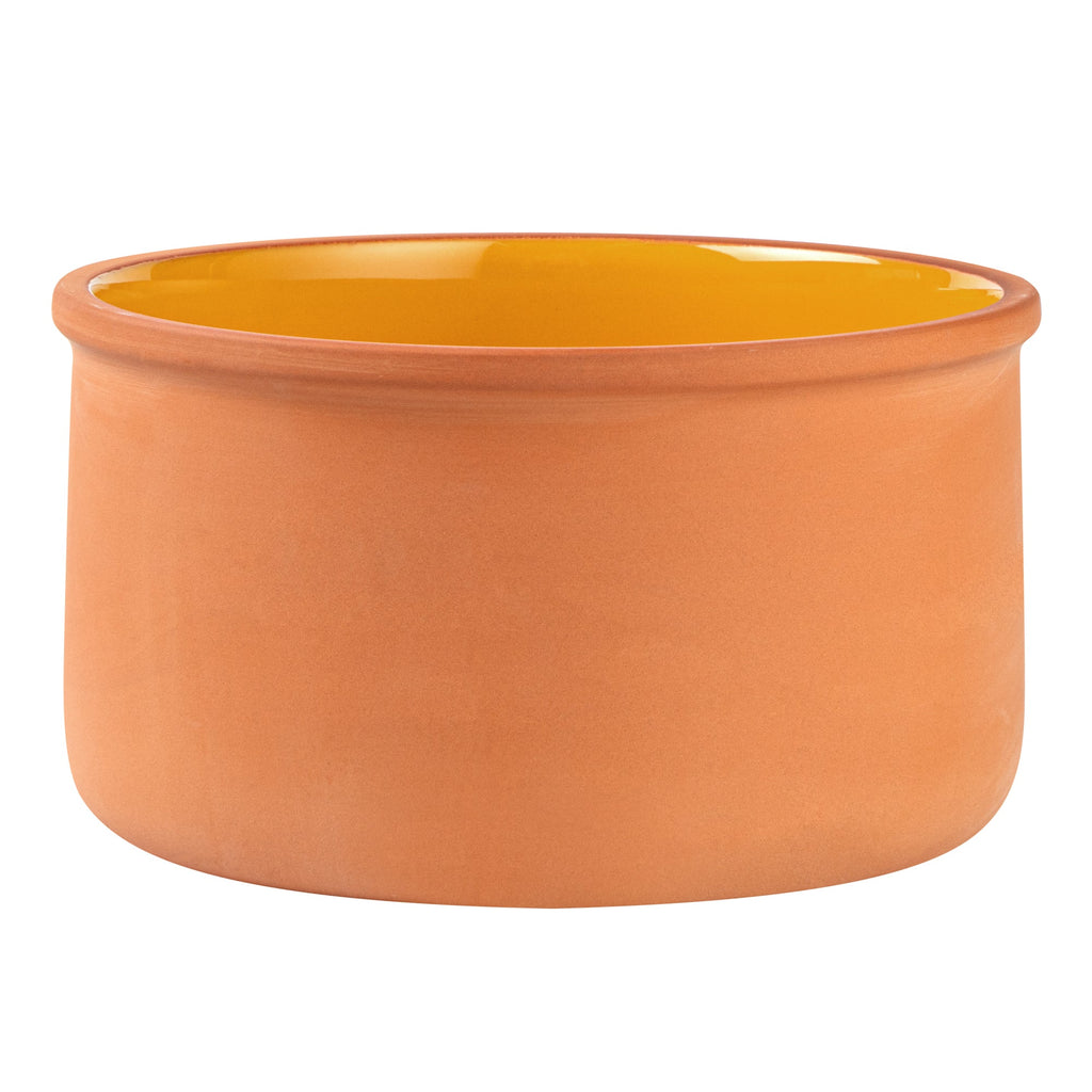 Terra Tek 68 oz Terracotta Cazuela Bowl - Yellow Glazed Interior, Oven-Safe, Microwave-Safe - 7 1/2'' x 7 1/2'' x 4'' - 10 count box