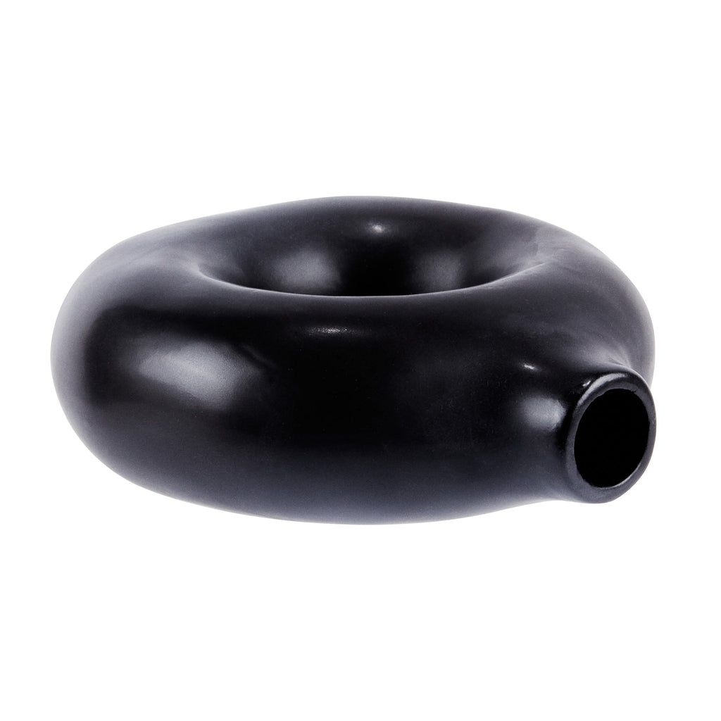 Table Art Black Ceramic Donut Vase - 5 3/4'' x 2 1/4'' x 6'' - 1 count box