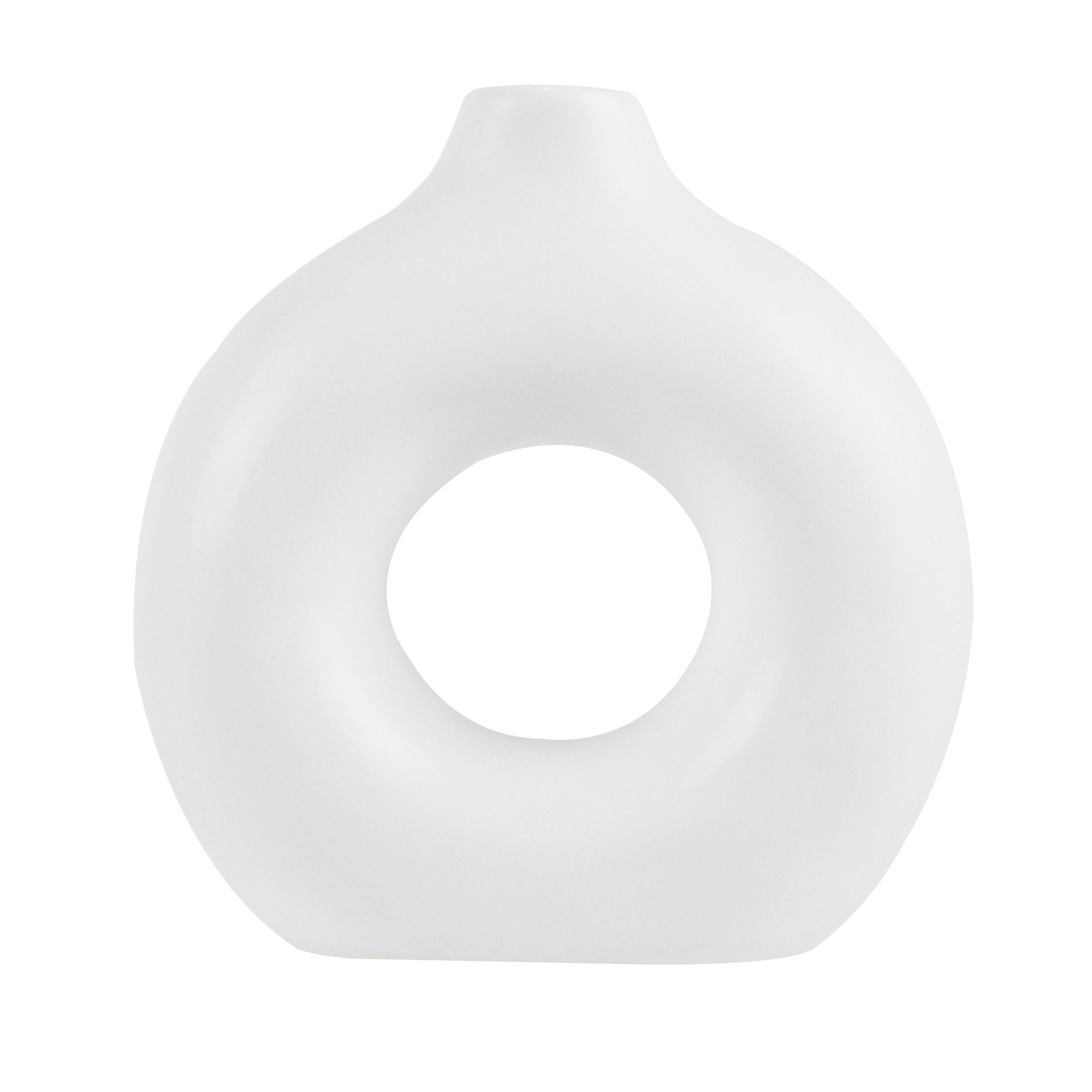 Table Art White Ceramic Donut Vase - 5 3/4'' x 2 1/4'' x 6'' - 1 count box
