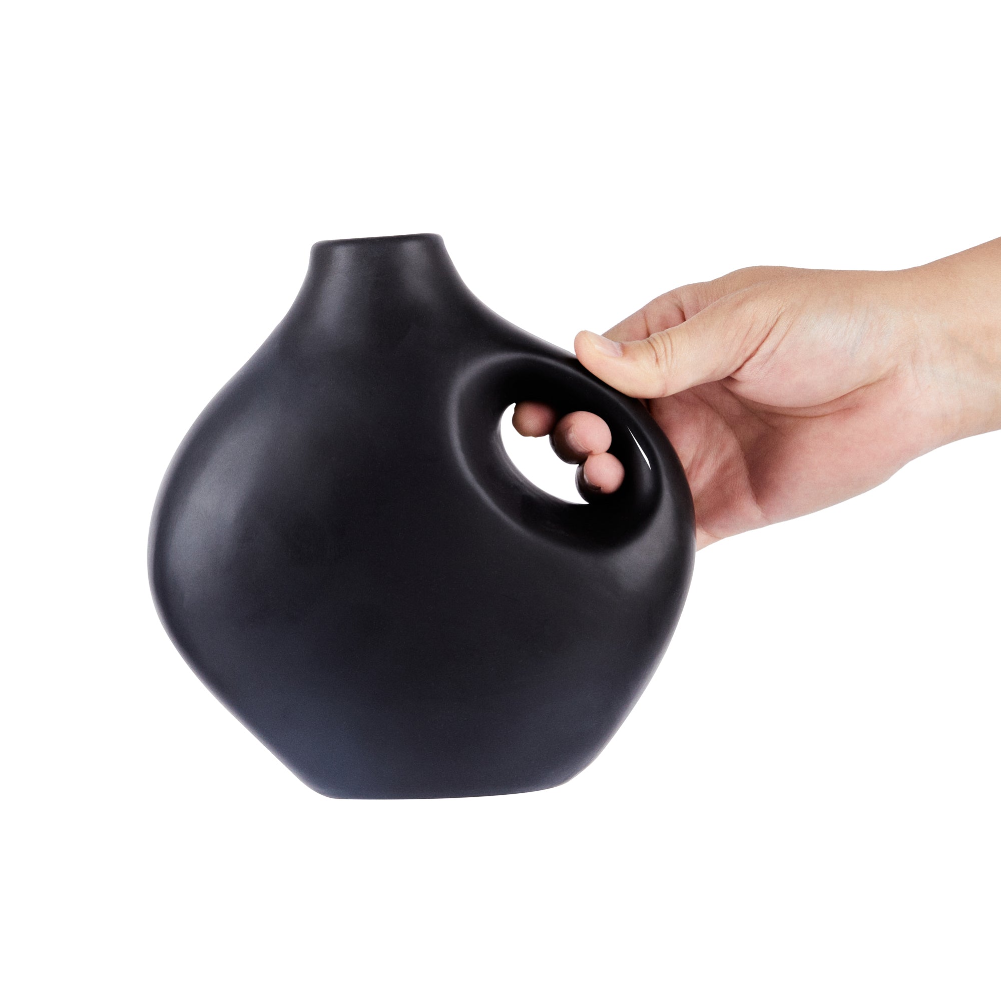 Table Art Black Ceramic Jug Vase - 7'' x 3 1/4'' x 7'' - 1 count box