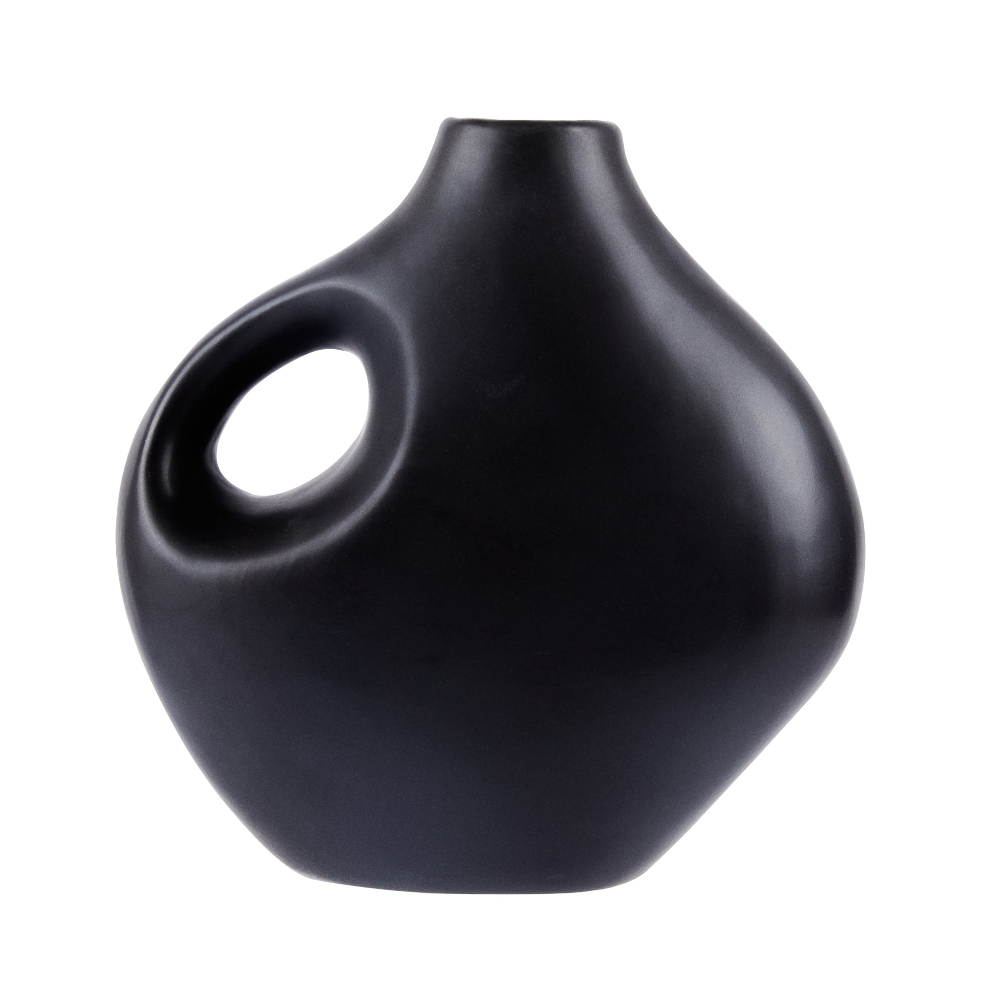 Table Art Black Ceramic Jug Vase - 7'' x 3 1/4'' x 7'' - 1 count box